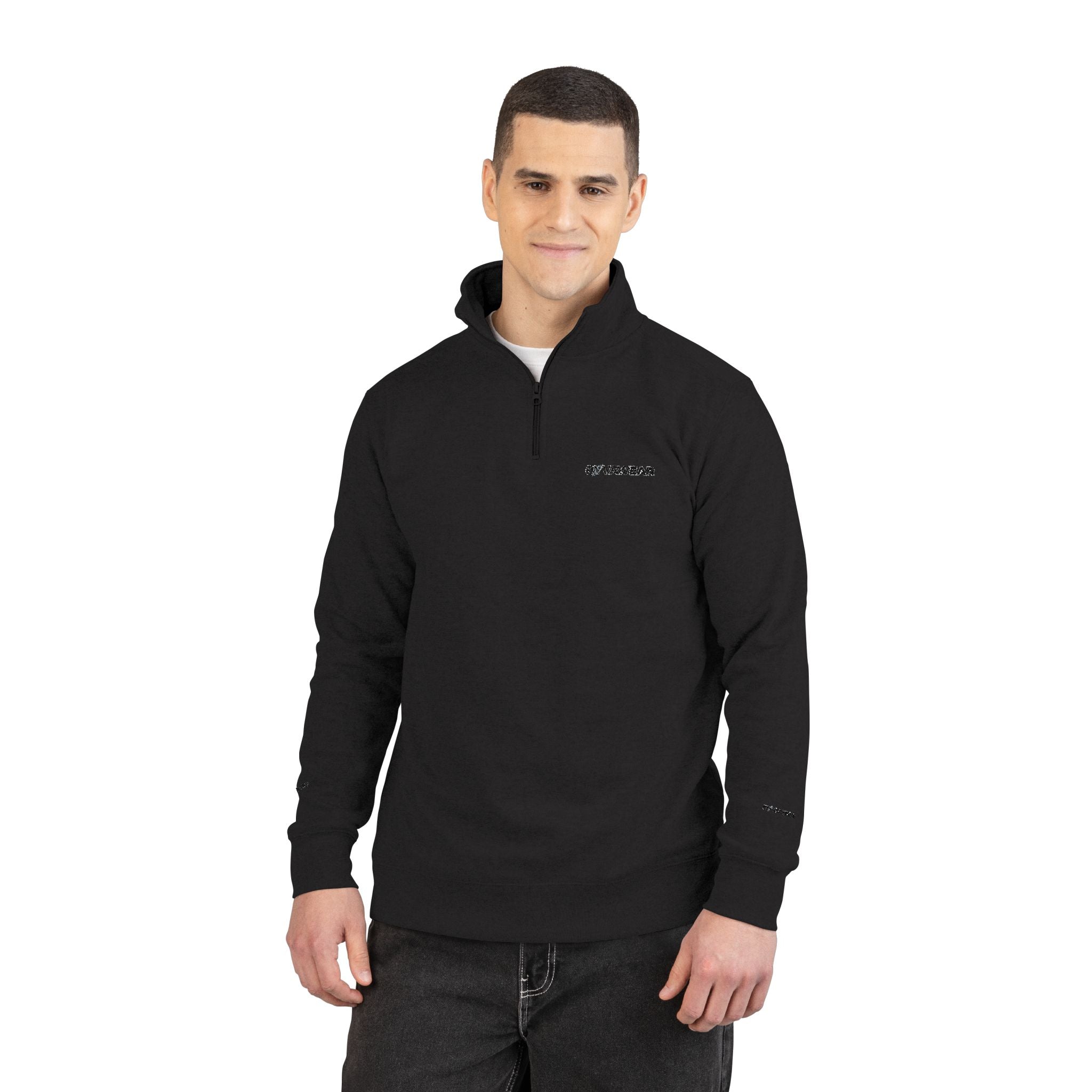Embroidered Fleece Pullover – Minimal Logo Quarter-Zip Sweatshirt