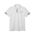 Minimal Logo Polo Shirt — White Performance Polo with 'RVNWEAR' Sleeve Branding