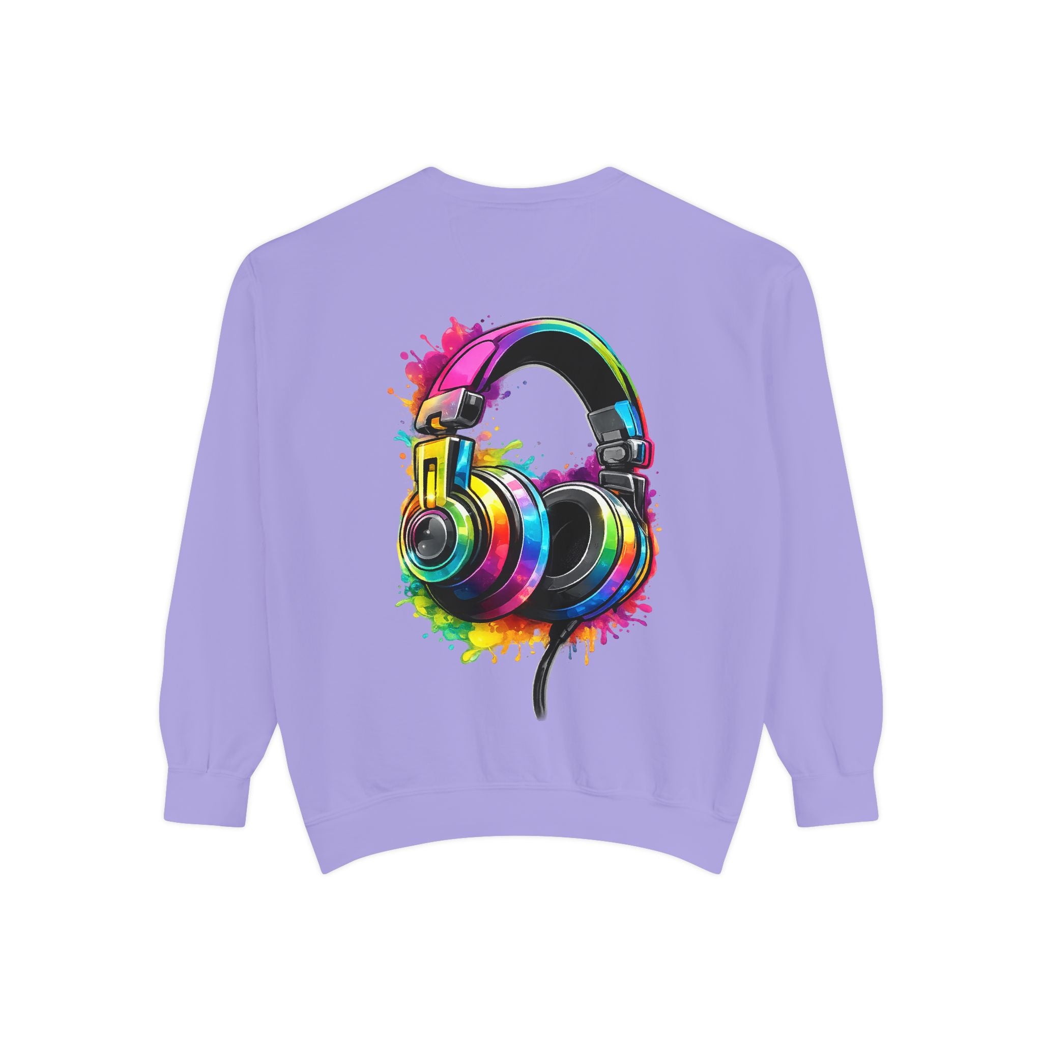 Sweatshirt — Colorful Watercolor Headphones Crewneck, Music Lover Graphic Sweatshirt