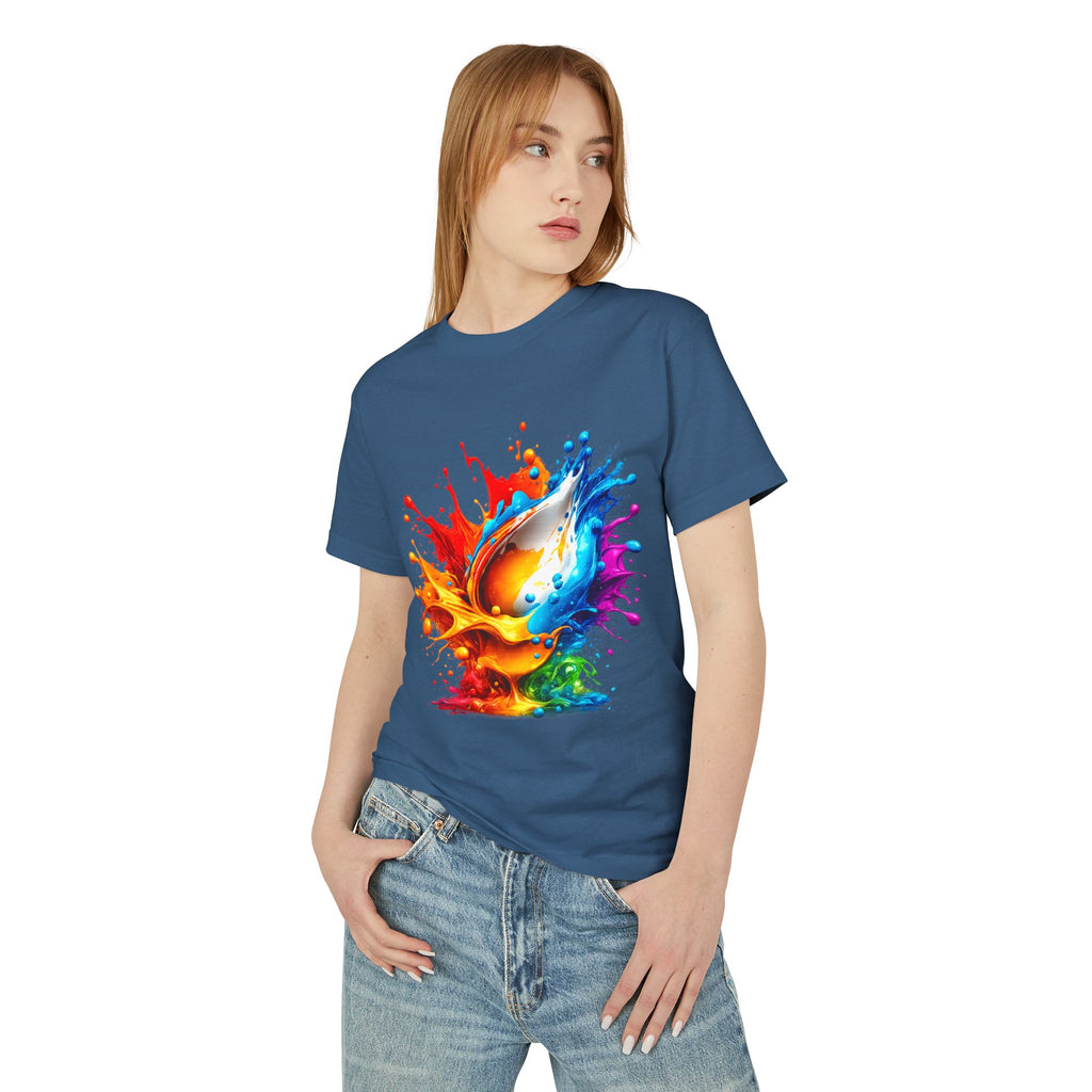 Color Splash Dove T-Shirt — Vibrant Rainbow Paint Splash Tee