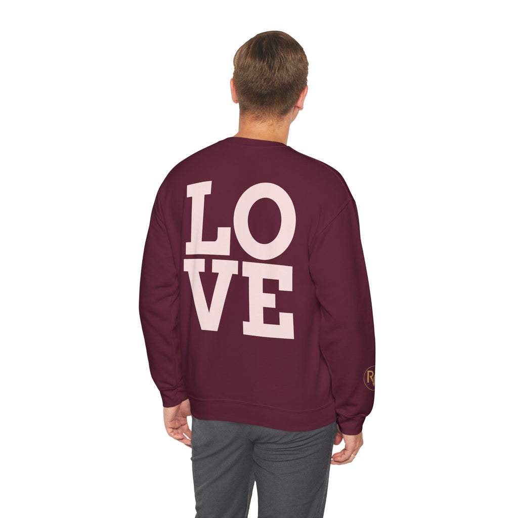 Crewneck Sweatshirt - Pink 'LOVE' Back Print with Minimal Logo