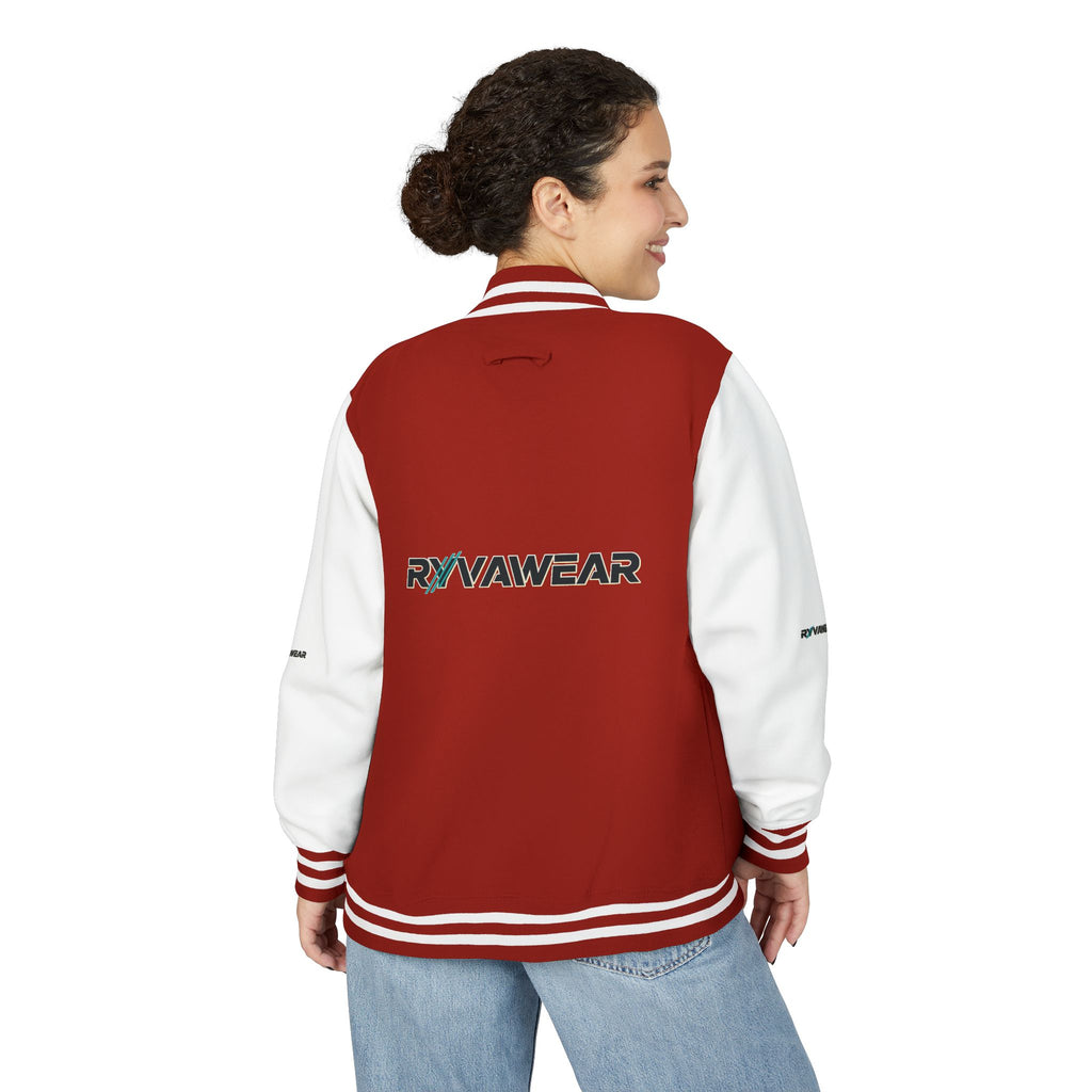 Letterman Jacket — Red & White 'RYVAWEAR' Varsity Bomber