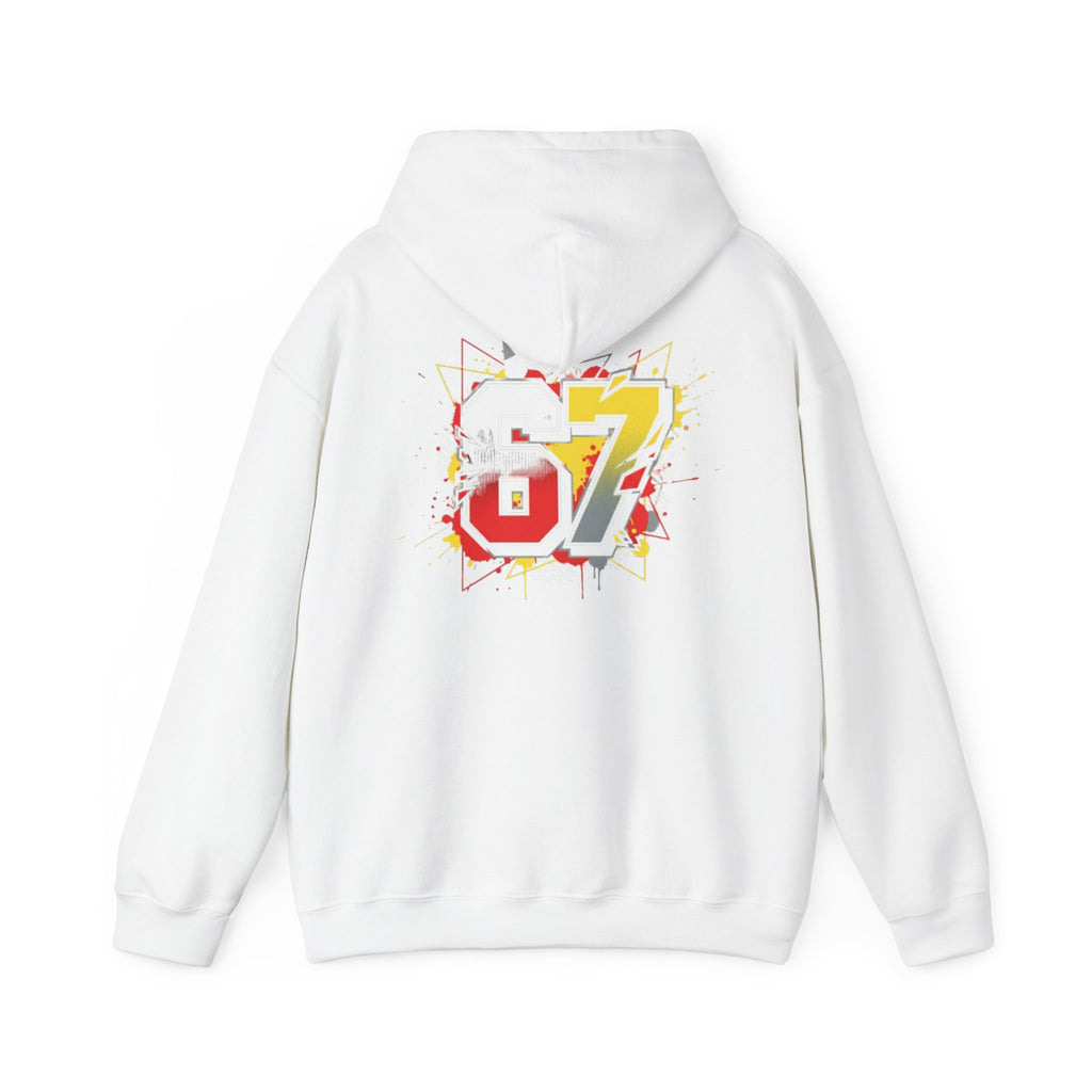 67 Sports Number Graphic Hoodie — Retro Streetwear Pullover