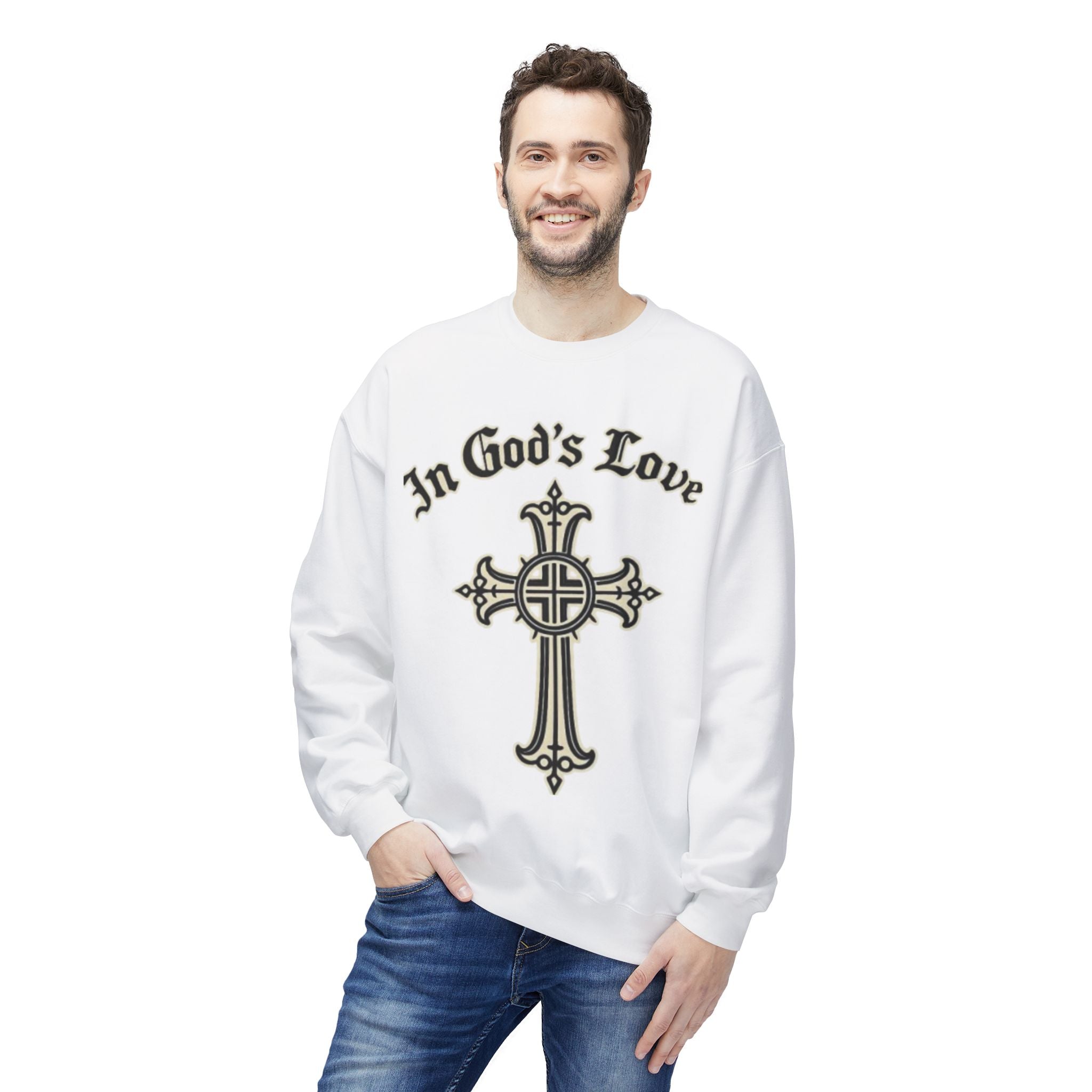 In God's Love Cross Crewneck Sweatshirt — Christian Faith Pullover