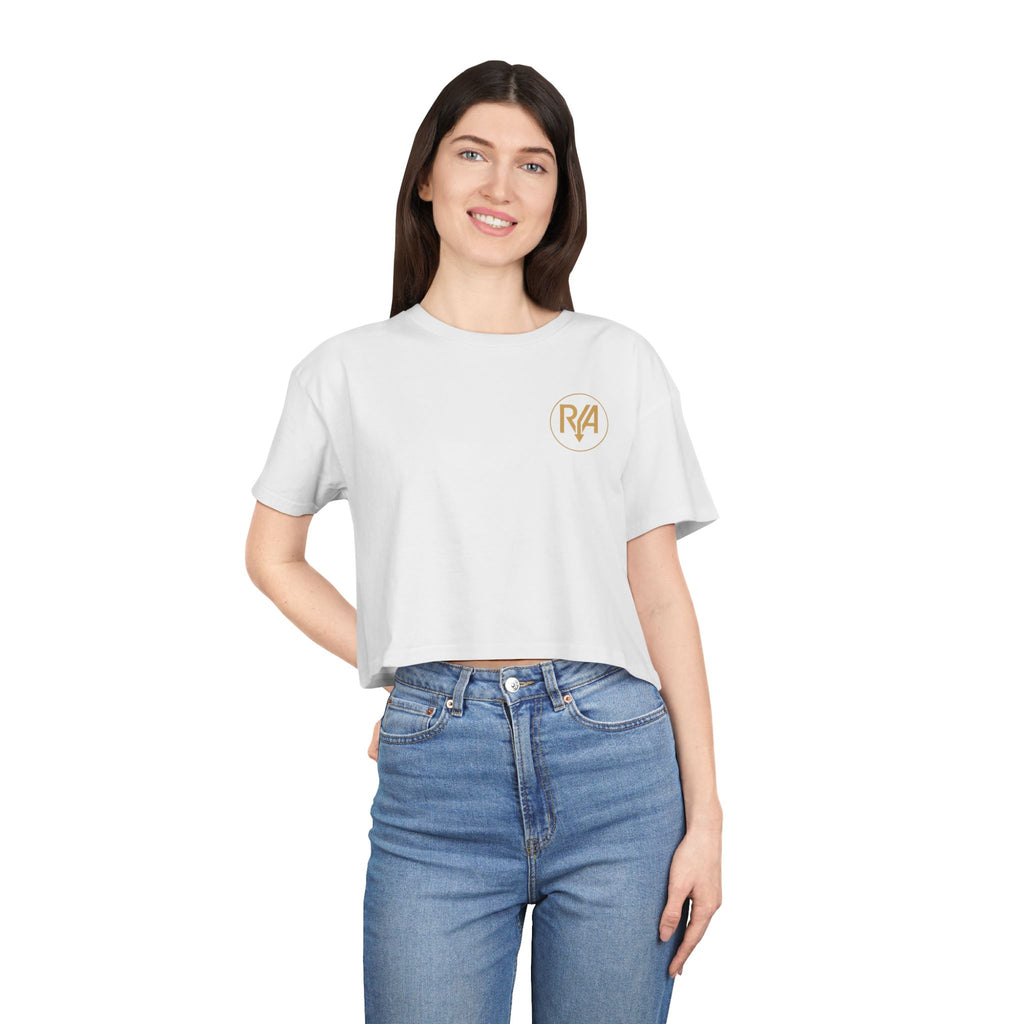 Crop Tee — Minimal Gold R/A Logo Women's Cropped T-Shirt