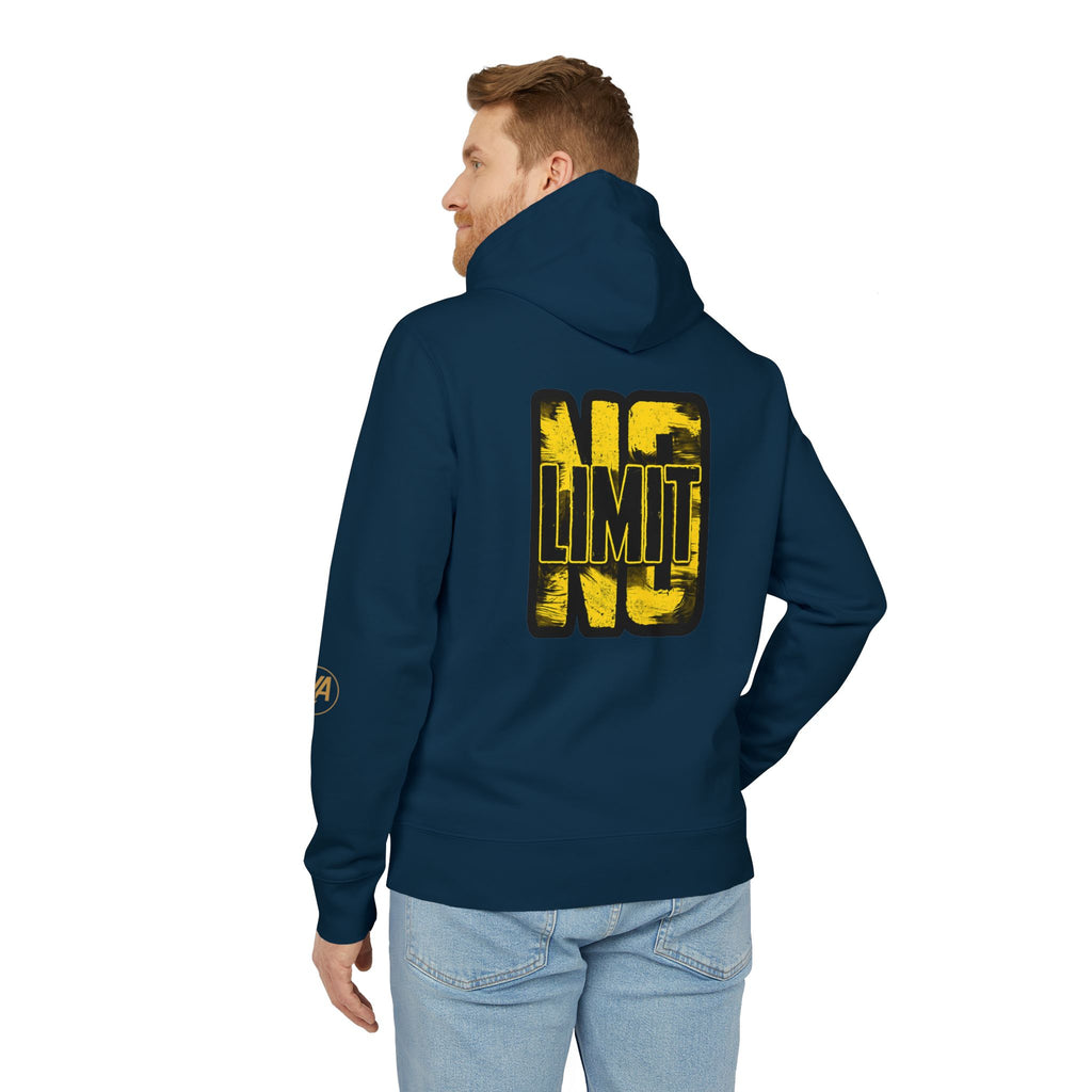 No Limit Hoodie – Bold Streetwear Pullover with Yellow Distressed Back Graphic