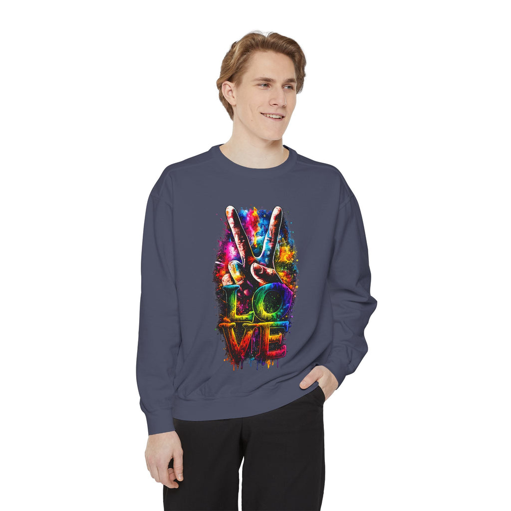Peace & Love Tie-Dye Sweatshirt — Colorful Peace Sign Graphic