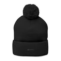 Embroidered Pom-Pom Knit Cap — Cozy Winter Beanie with Fold-Over Cuff