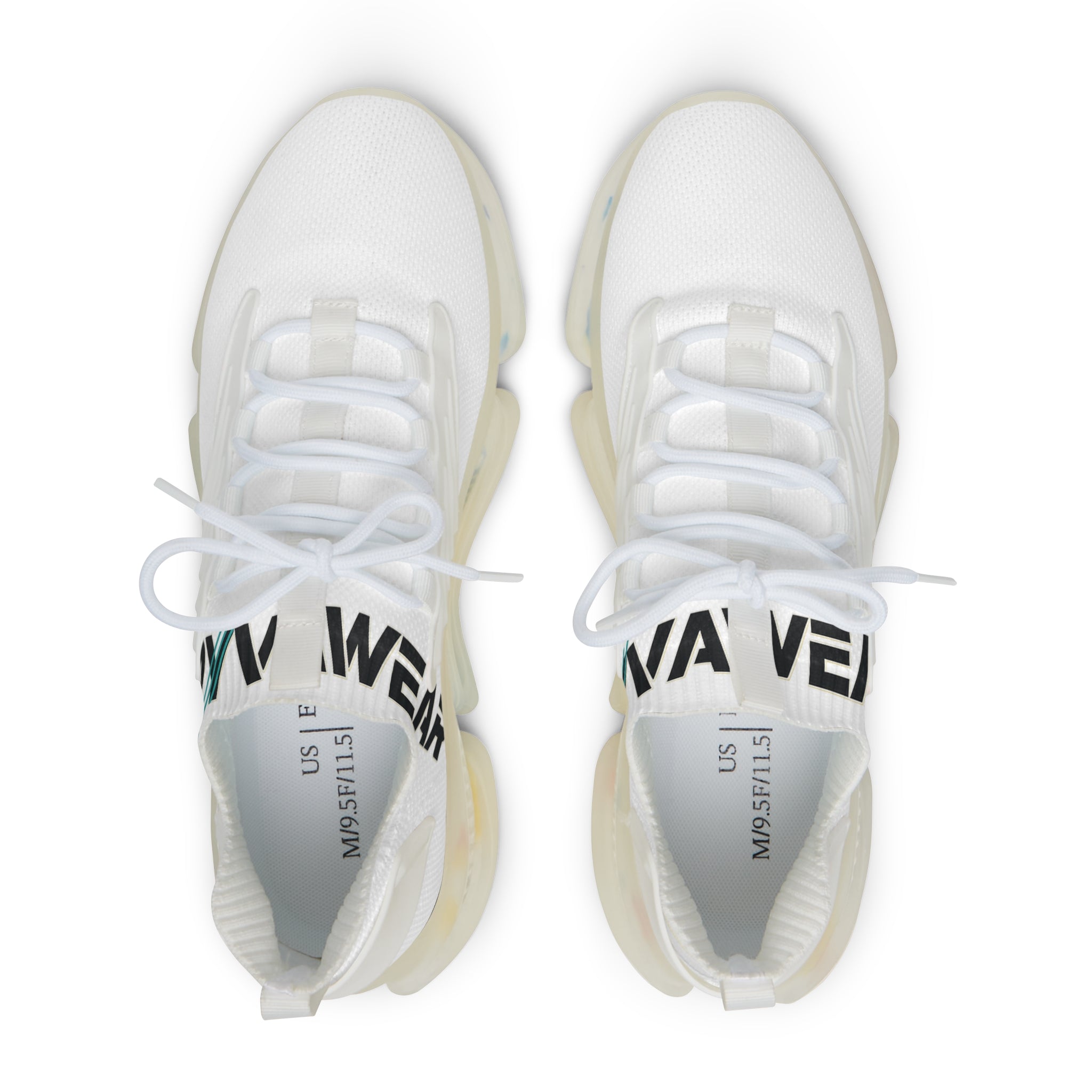 Men's White Mesh Sneakers — Lightweight Athletic Shoes with ‘WAVER’ Accent