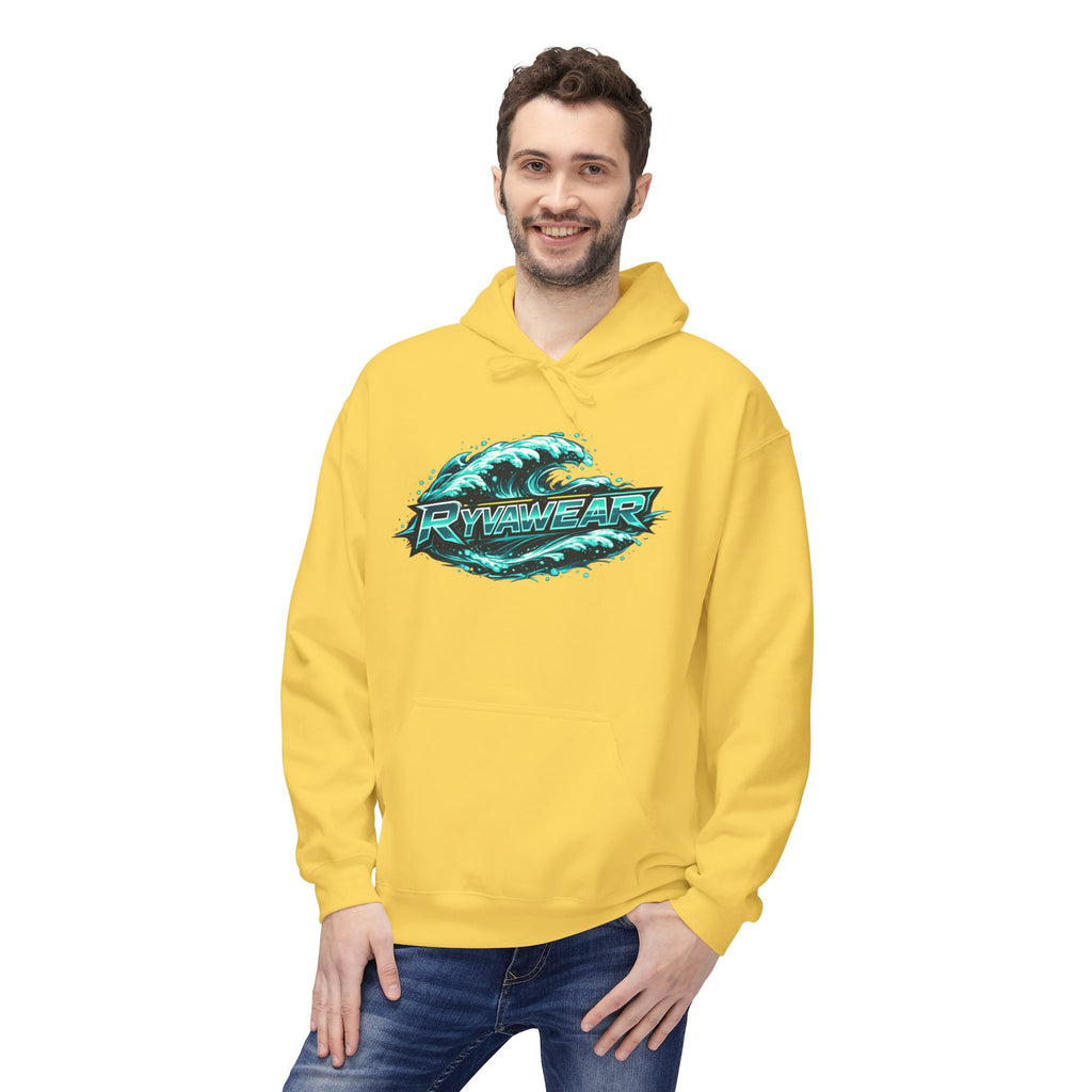 Hoodie — Retro Teal 'Rivestar' Surf Wave Logo Pullover
