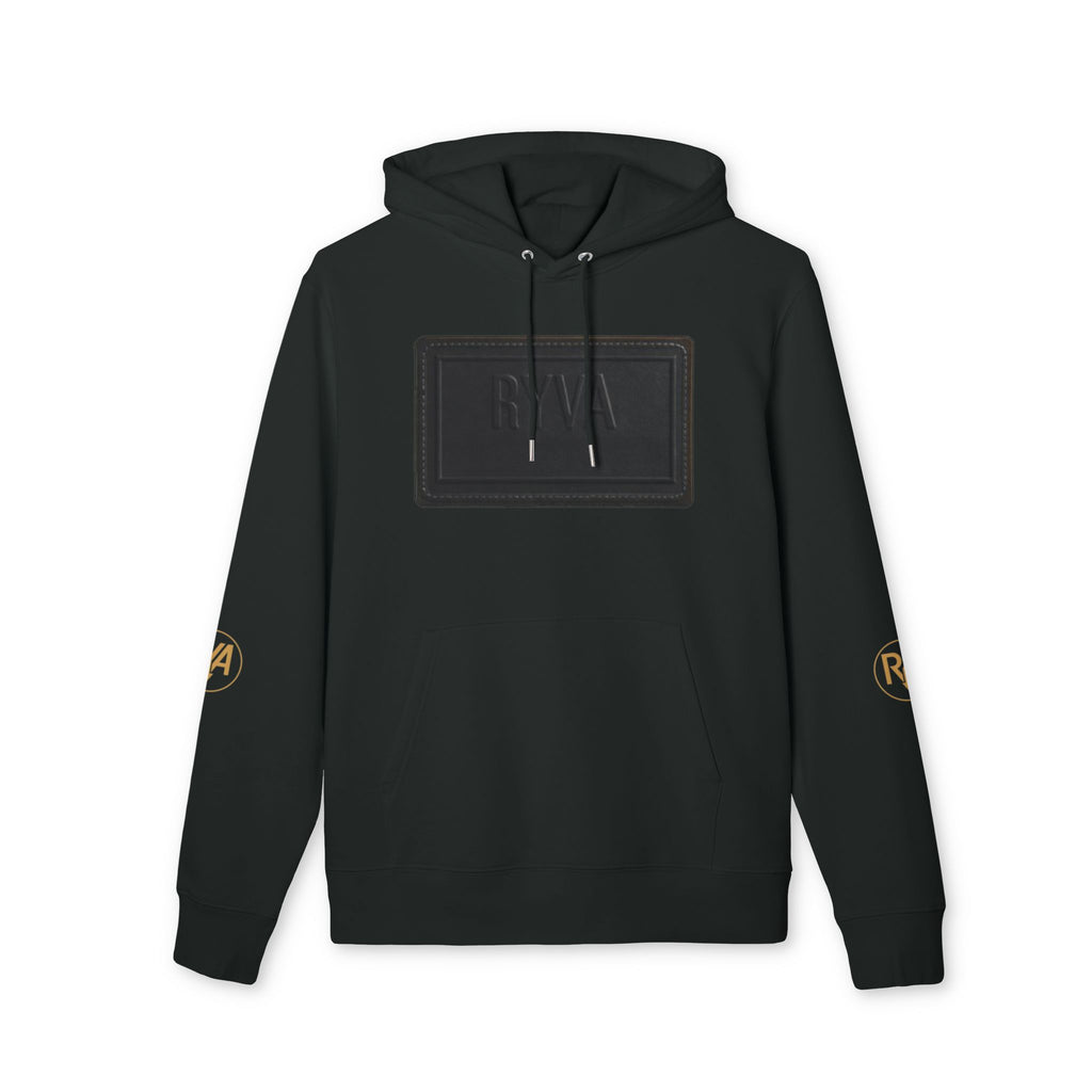 Embossed Patch Hoodie — Minimal Black Logo Pullover