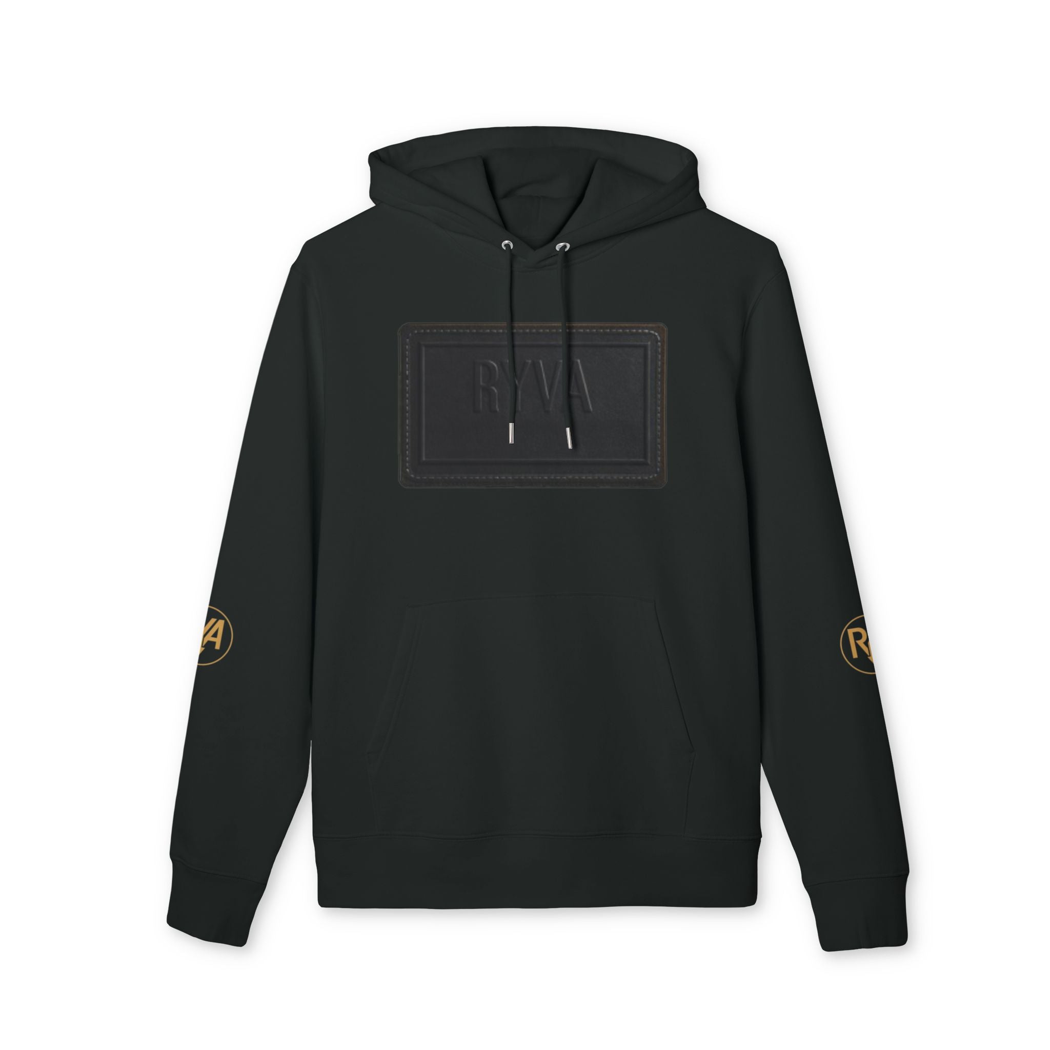 Embossed Patch Hoodie — Minimal Black Logo Pullover
