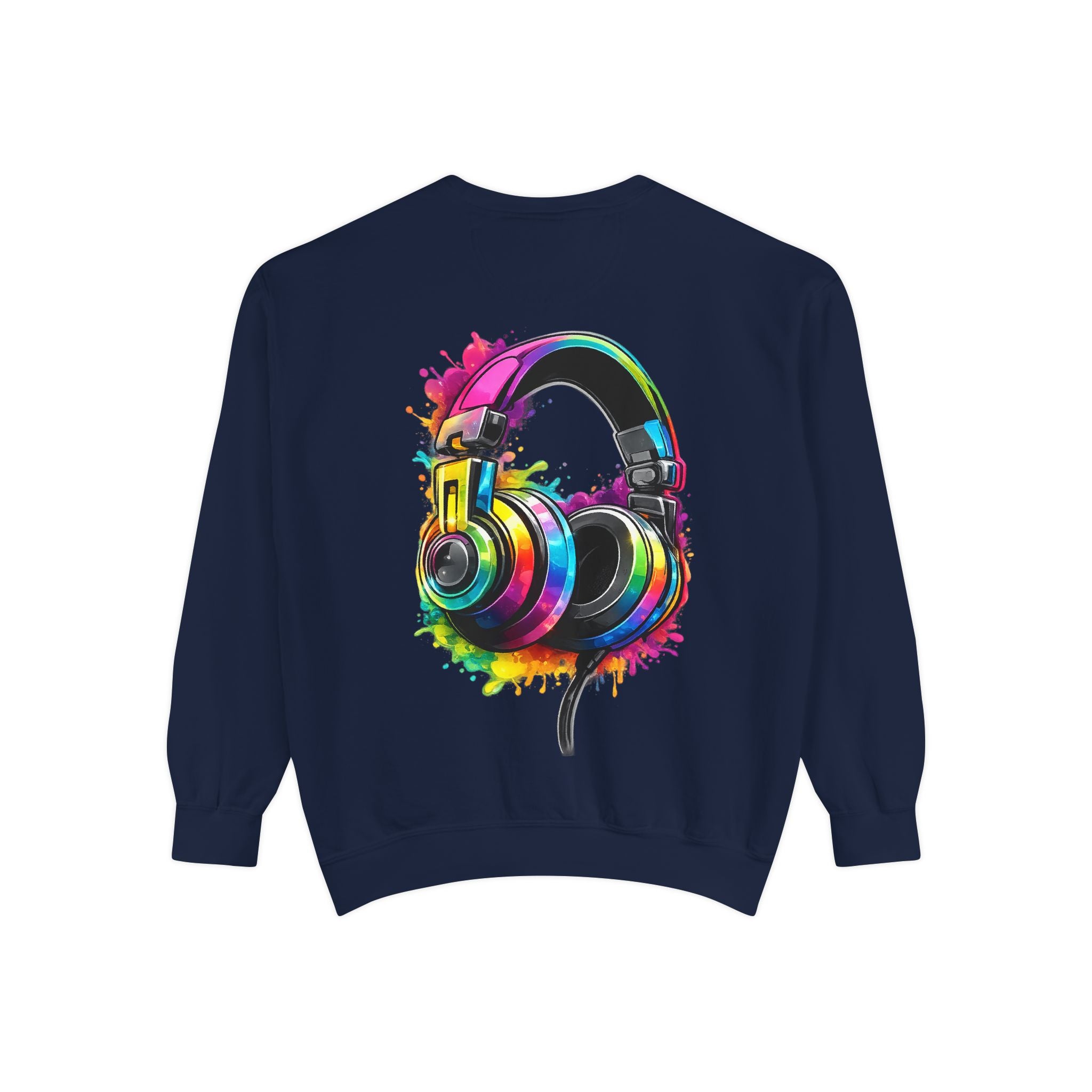Sweatshirt — Colorful Watercolor Headphones Crewneck, Music Lover Graphic Sweatshirt
