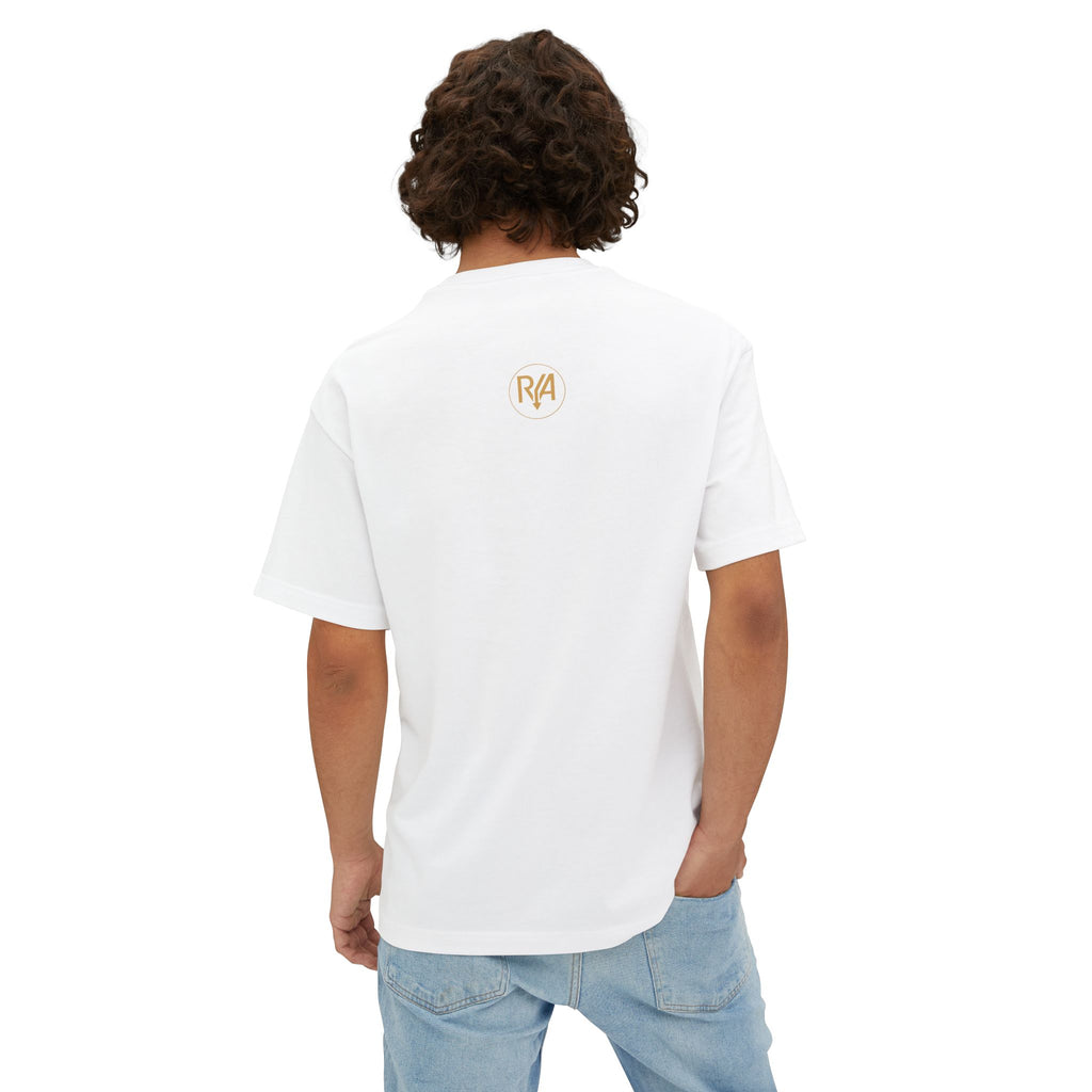 Boxy Tee — Minimal Gold "R/A" Logo Chest & Upper Back