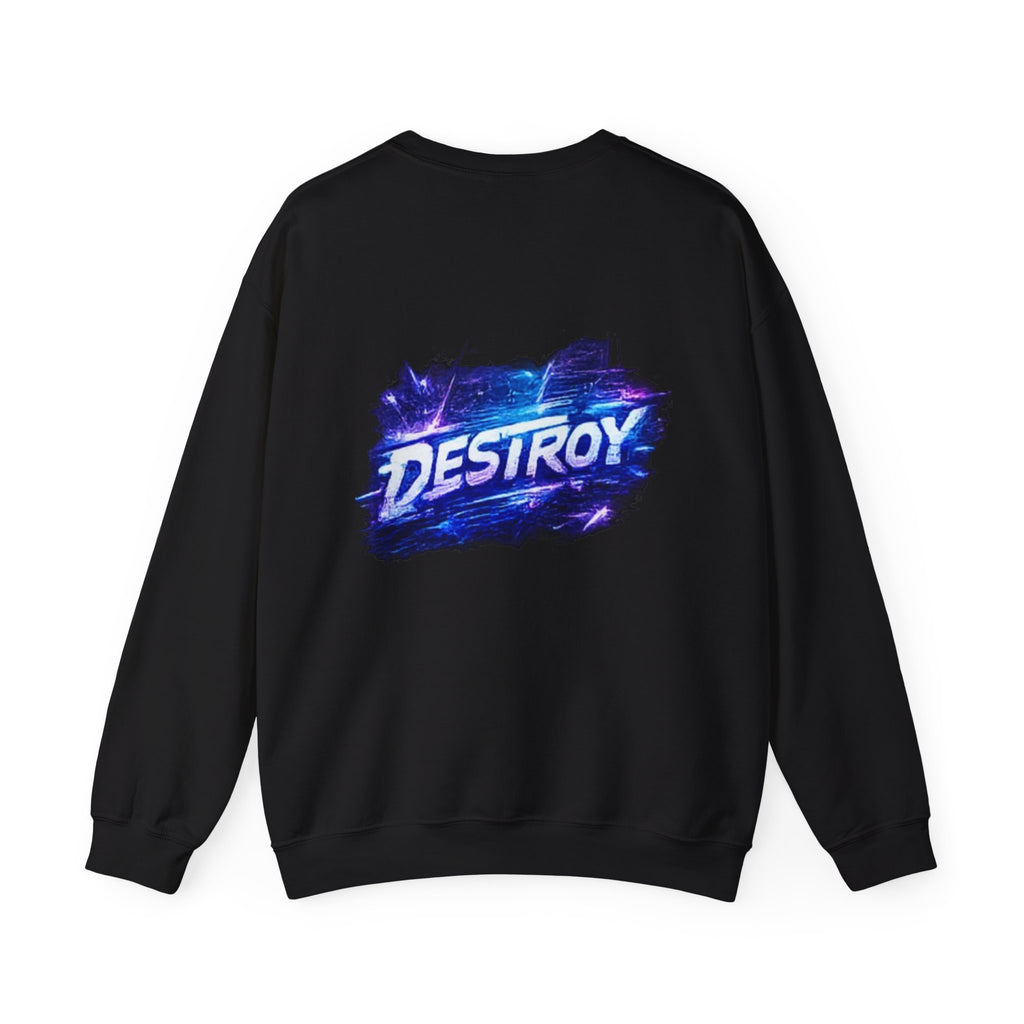 Destroy Graphic Crewneck Sweatshirt — Cosmic Brushstroke Logo