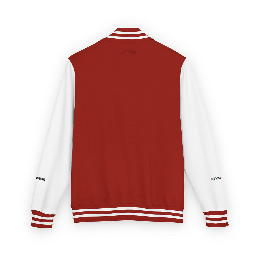 Letterman Jacket — Red & White Varsity Jacket with Small Chest Logo