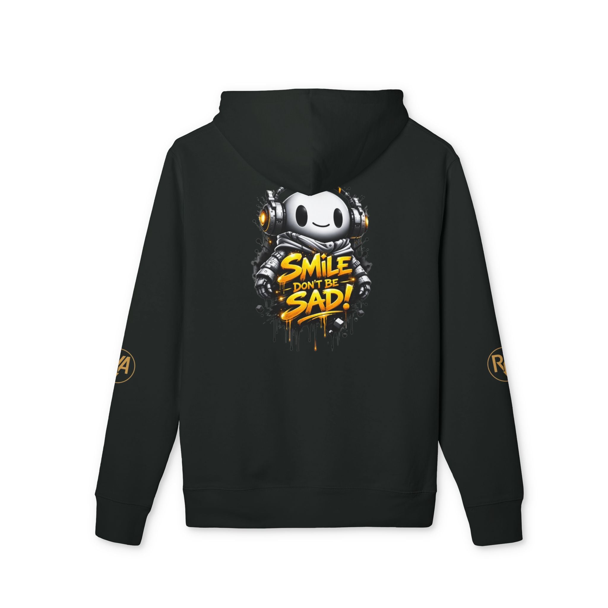 Smile Don't Be Sad Hoodie – Graphic Streetwear Pullover with Headphone Mascot