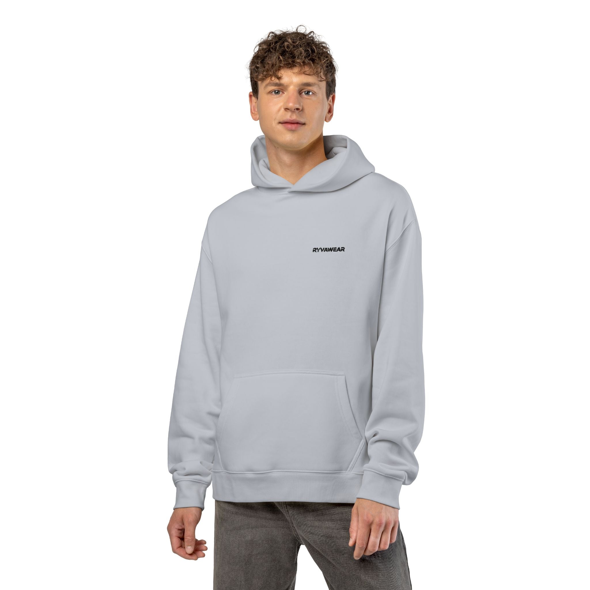 Relaxed Hoodie — Minimal White Pocket Patch Hoodie
