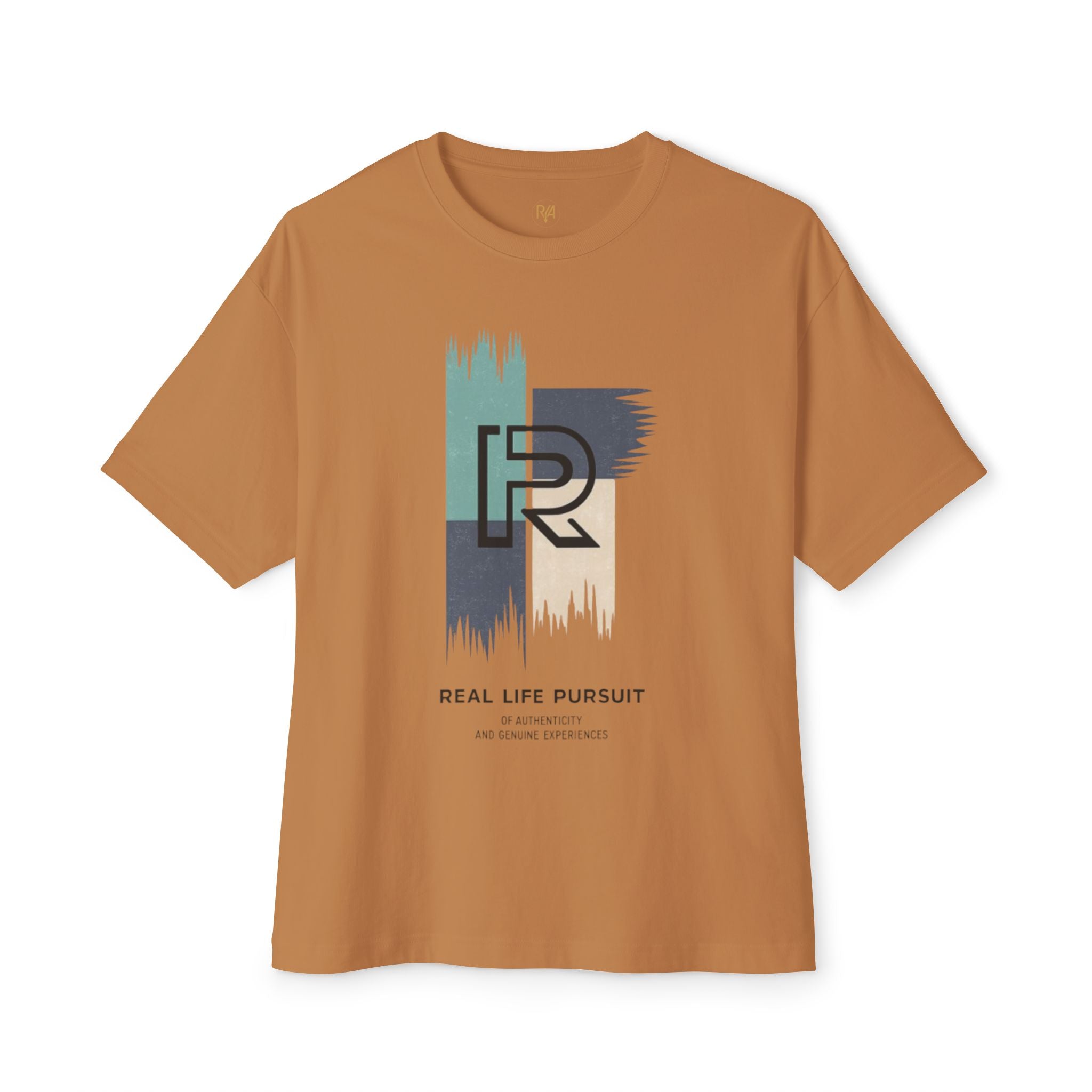 Real Life Pursuit Graphic Tee — Minimal Logo Oversized Boxy T‑Shirt