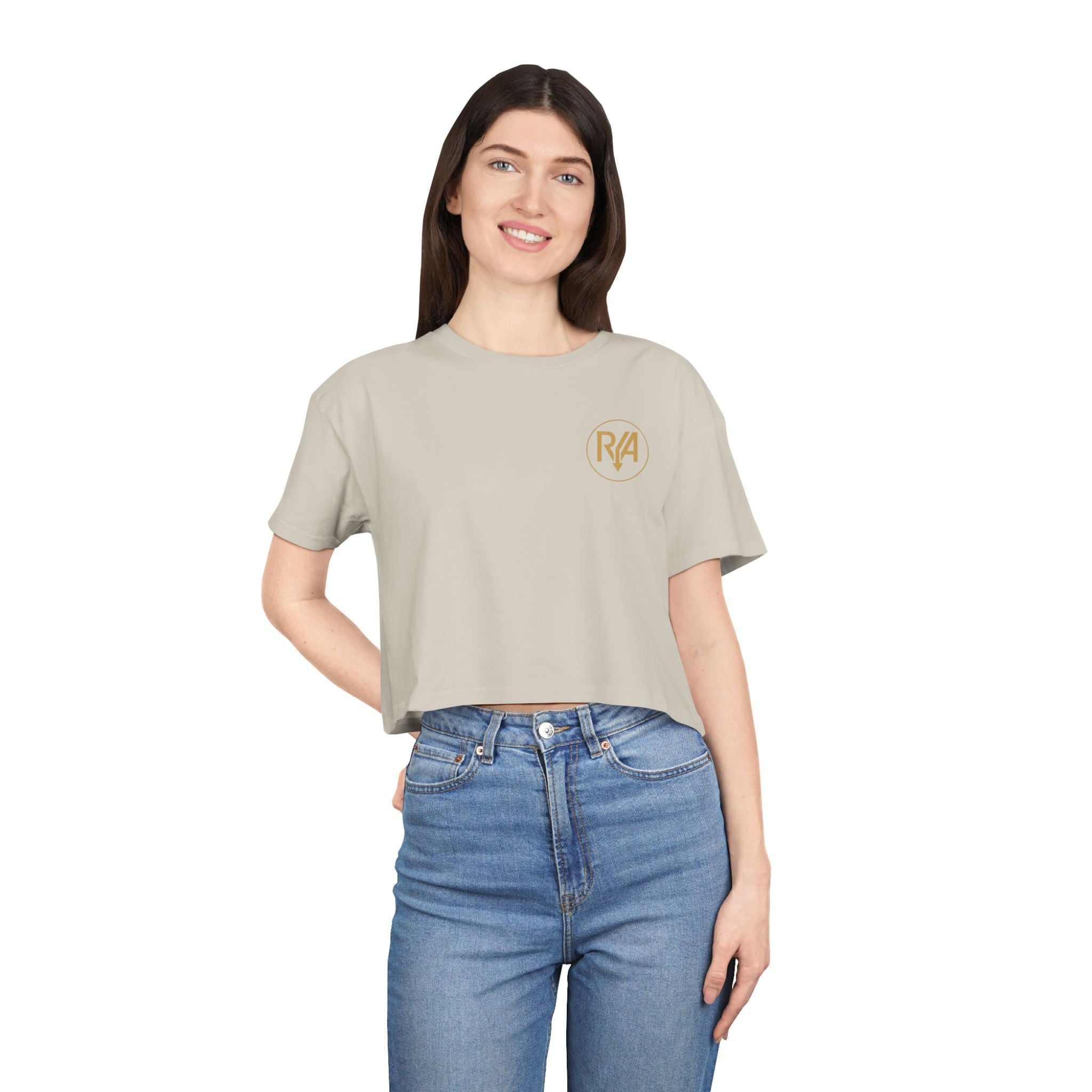 Crop Tee — Minimal Gold R/A Logo Women's Cropped T-Shirt