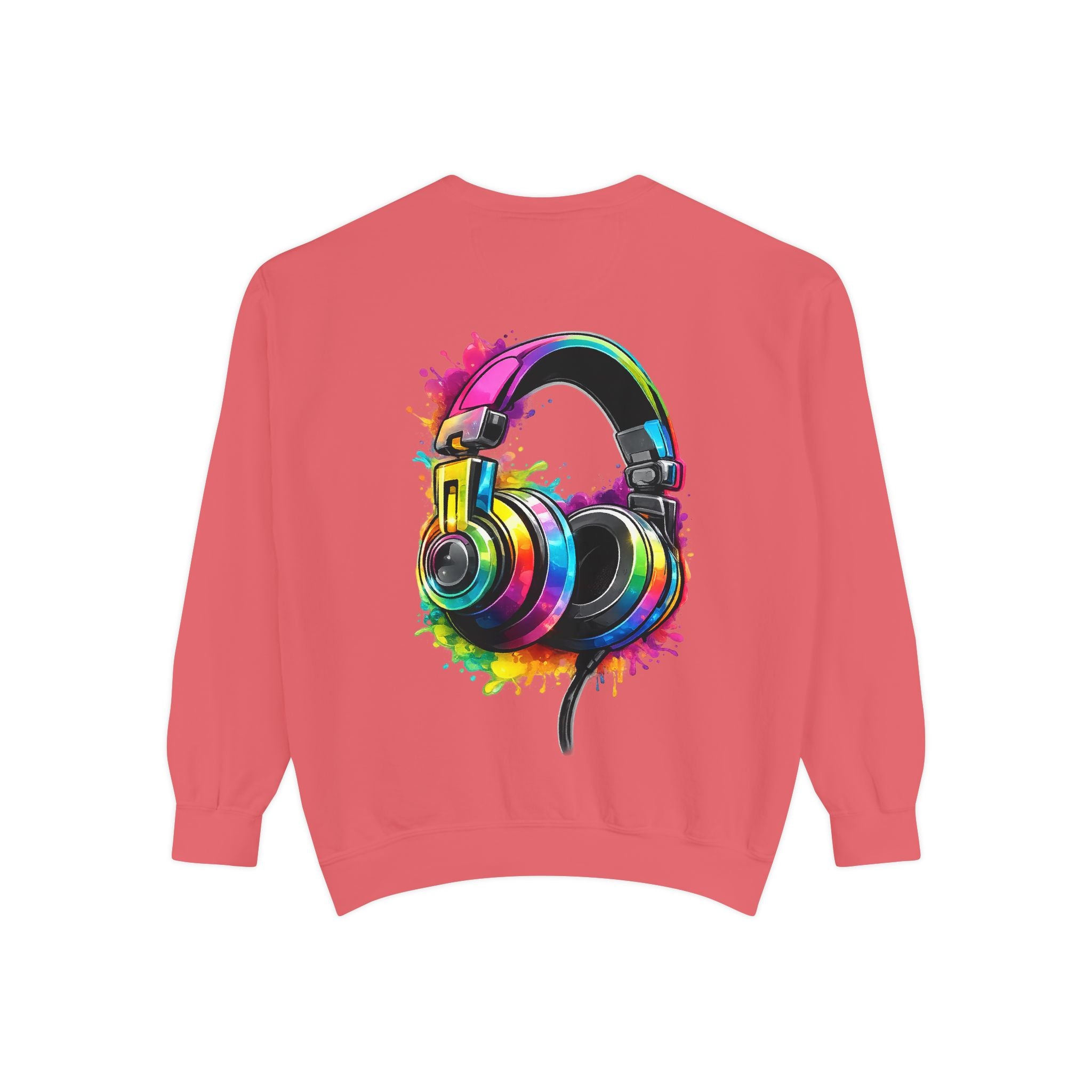 Sweatshirt — Colorful Watercolor Headphones Crewneck, Music Lover Graphic Sweatshirt