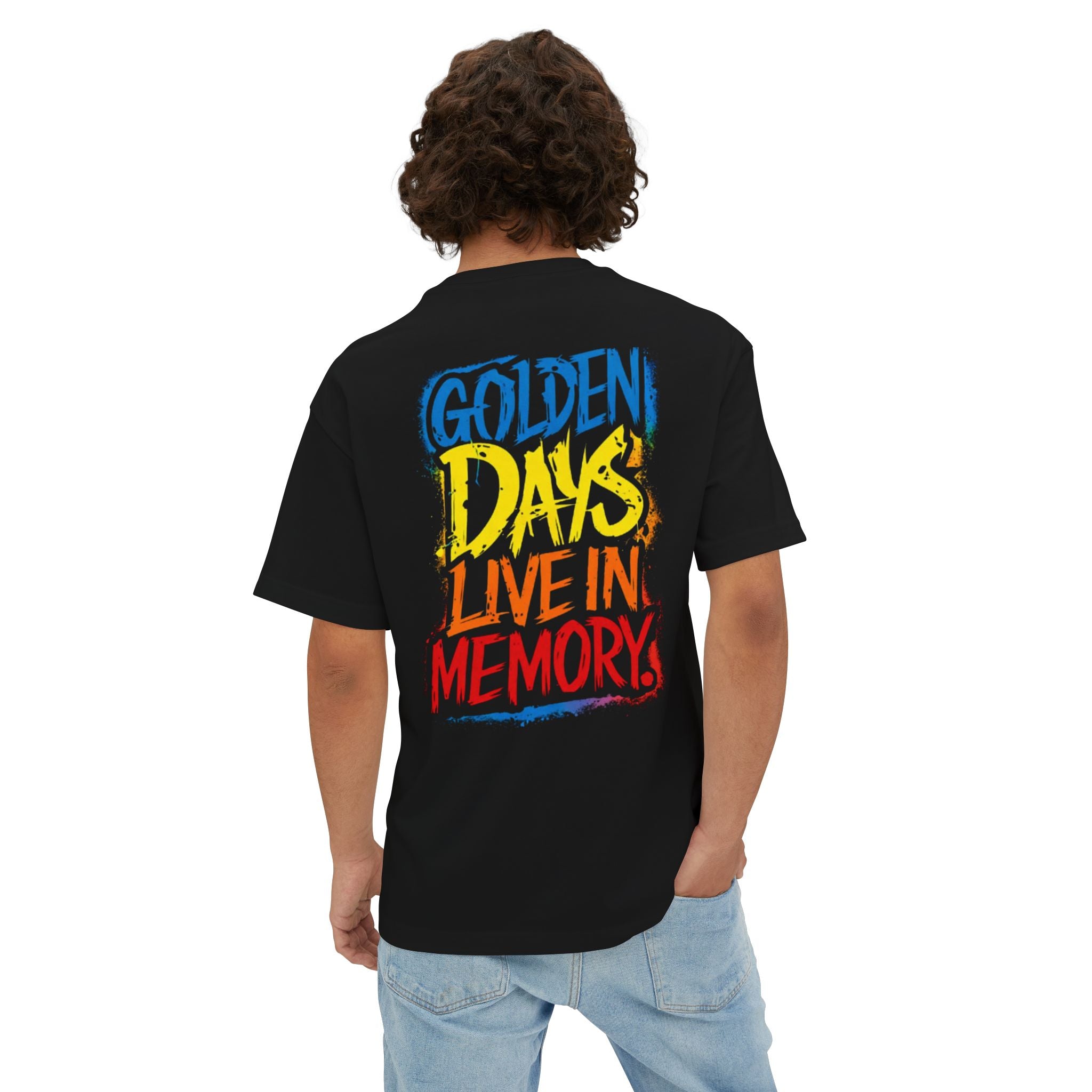 Golden Days Live In Memory Graphic Tee — Oversized Boxy White T-Shirt