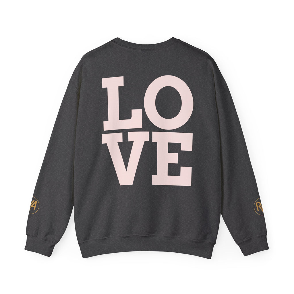 Crewneck Sweatshirt - Pink 'LOVE' Back Print with Minimal Logo