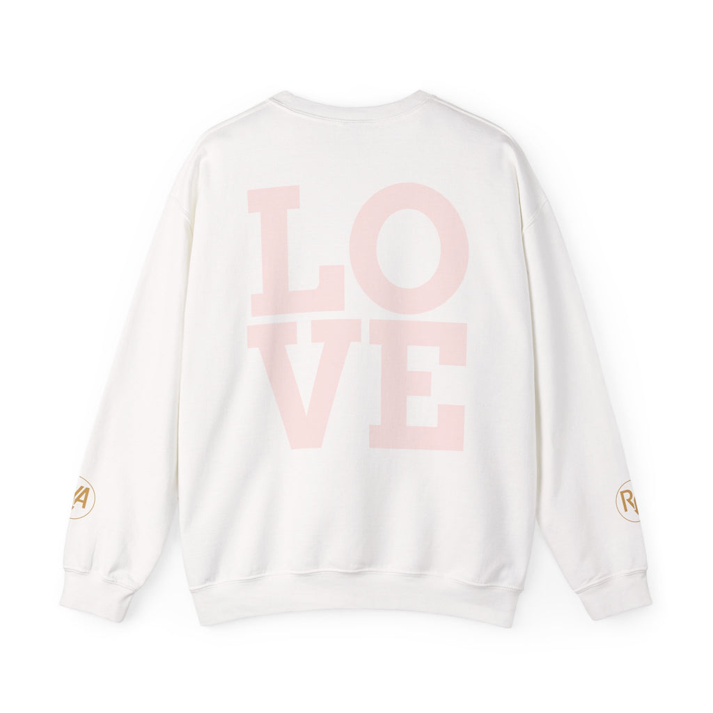 Crewneck Sweatshirt - Pink 'LOVE' Back Print with Minimal Logo