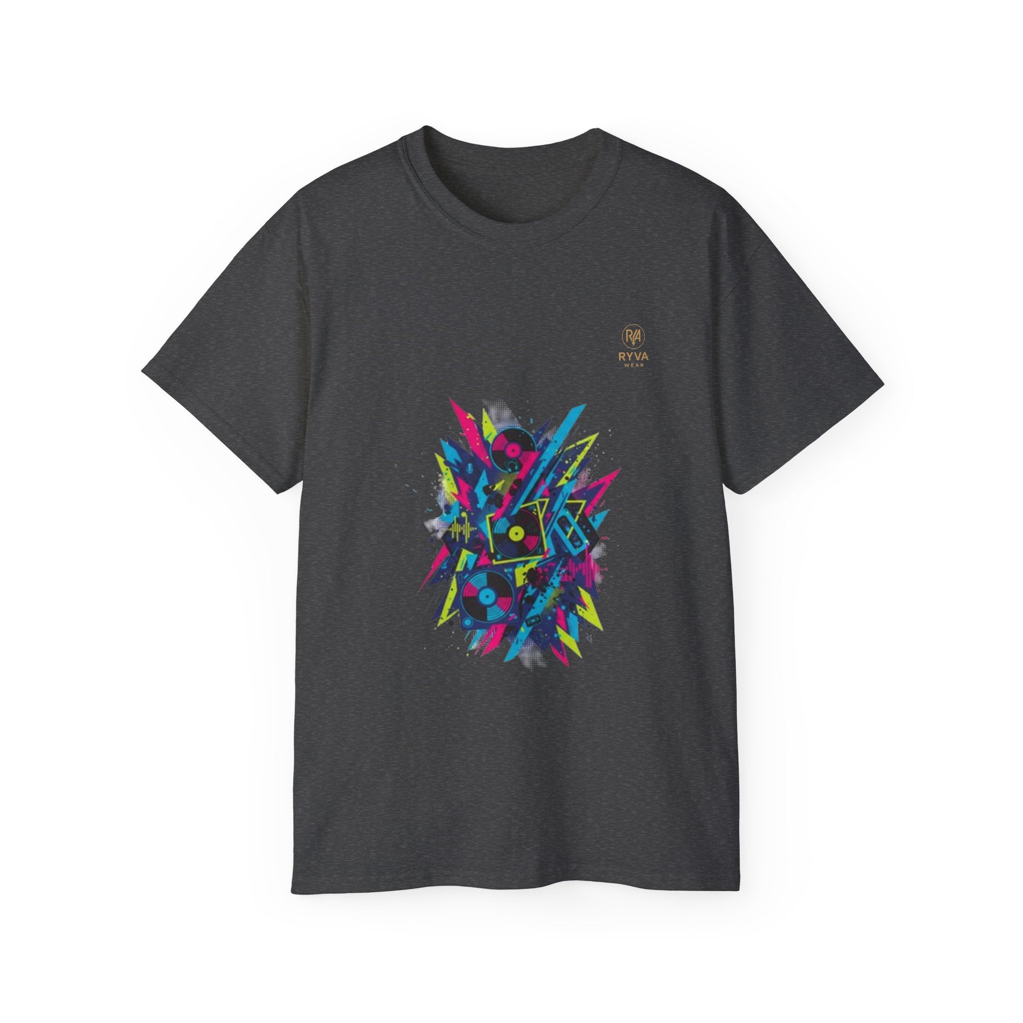 Abstract Neon Geometric Tee Retro 80s Vibes Graphic T-Shirt