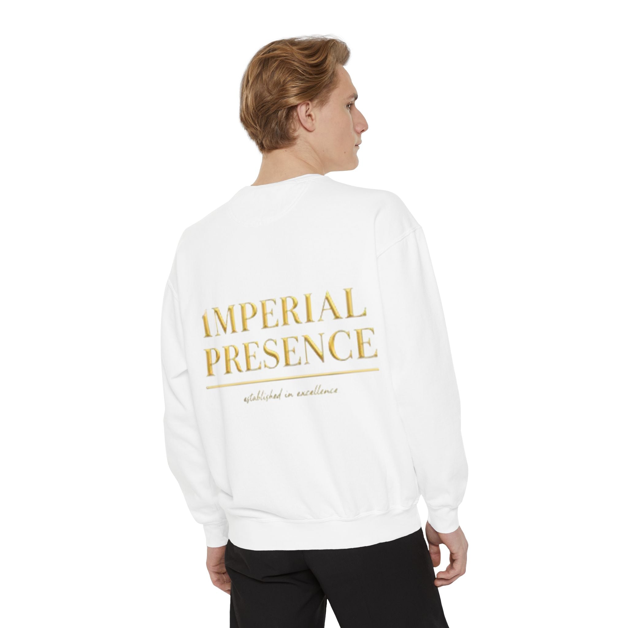 Sweatshirt — "Imperial Presence" Gold Logo Garment-Dyed Crewneck