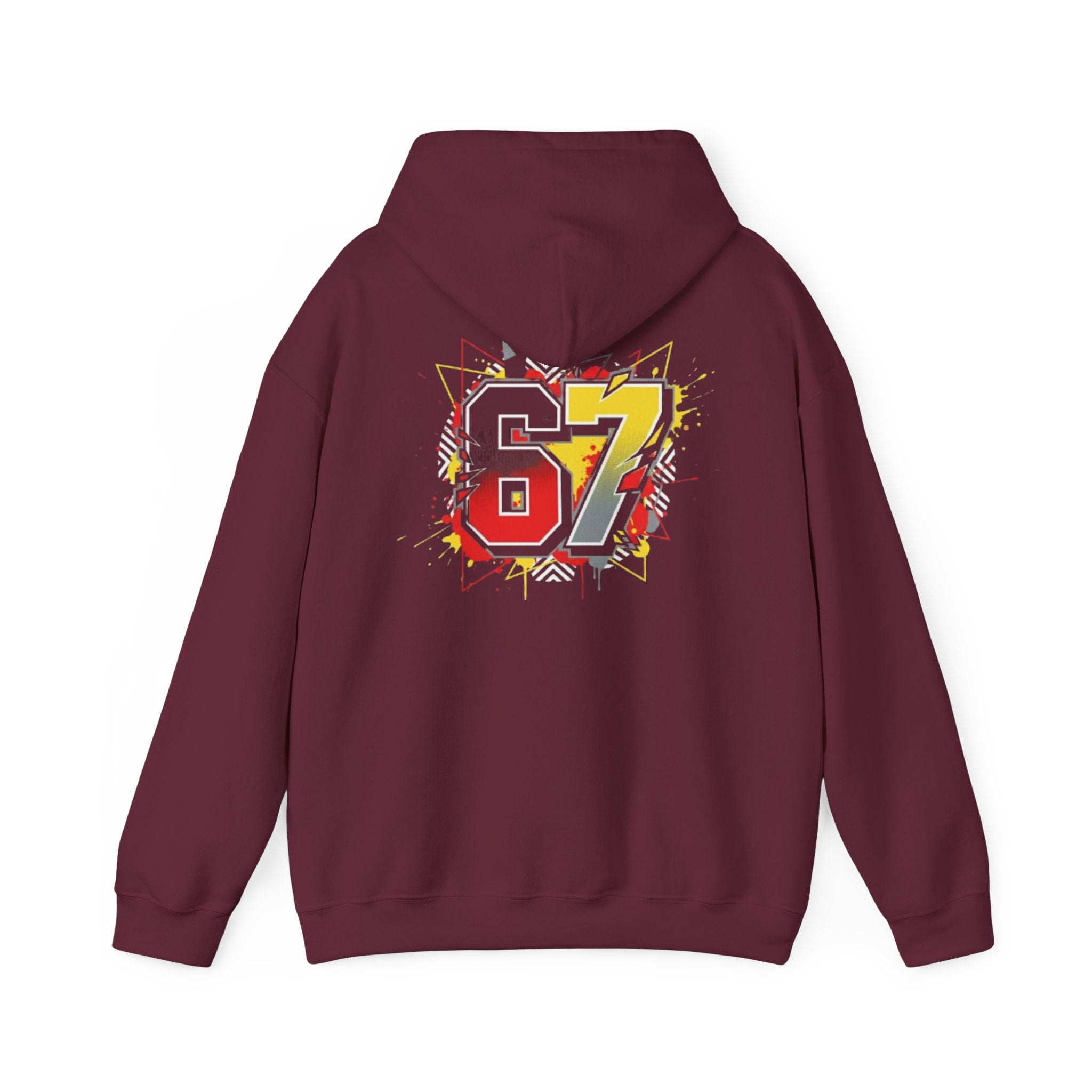 67 Sports Number Graphic Hoodie — Retro Streetwear Pullover