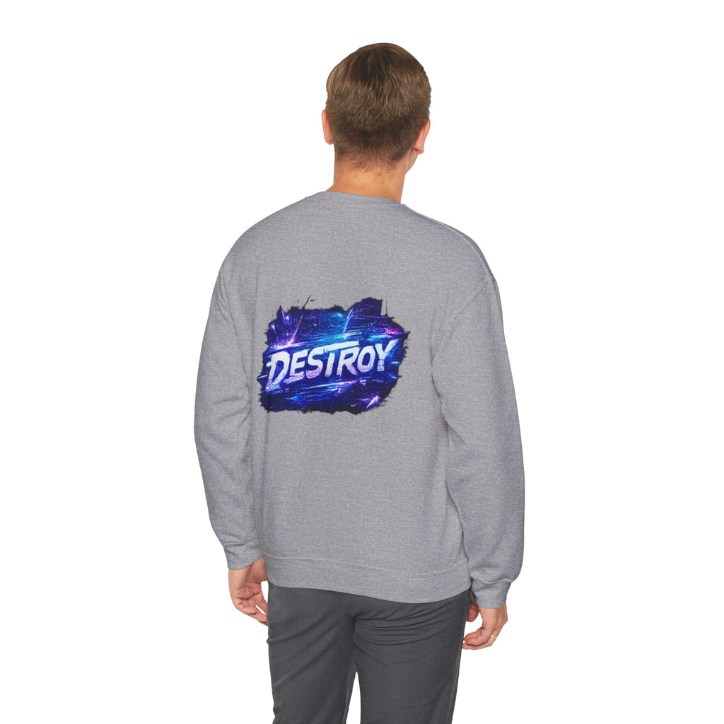 Destroy Graphic Crewneck Sweatshirt — Cosmic Brushstroke Logo