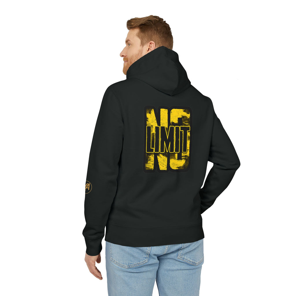 No Limit Hoodie – Bold Streetwear Pullover with Yellow Distressed Back Graphic