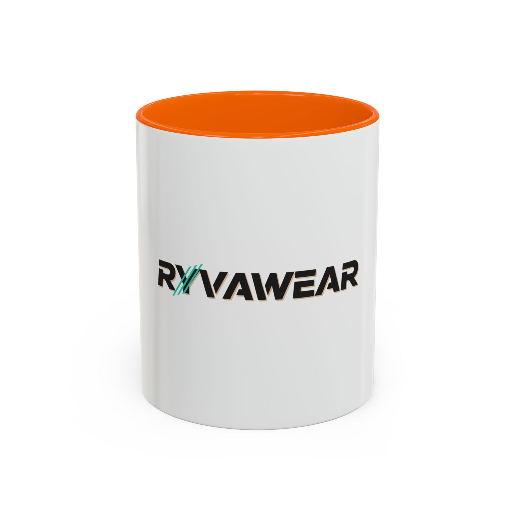 RyvaWear Logo Accent Coffee Mug — Black-Trim Ceramic Coffee Cup (11/15oz)