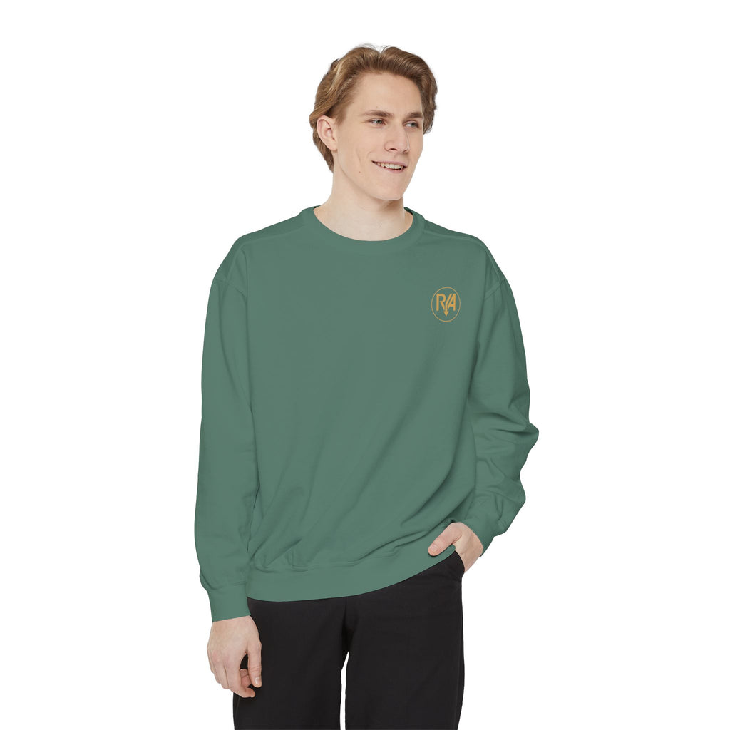Minimal Monogram Sweatshirt — R14 Chest Logo Crewneck