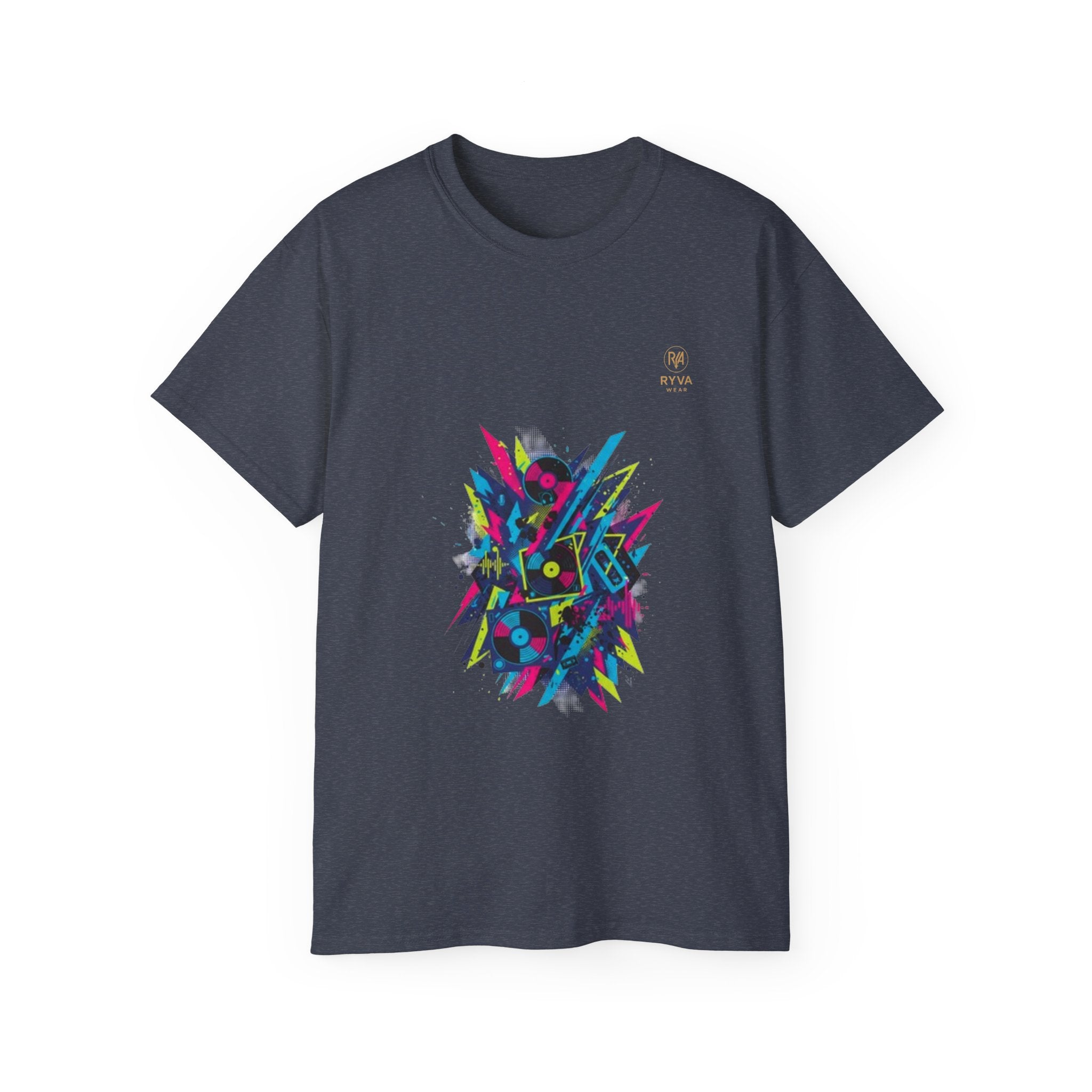 Abstract Neon Geometric Tee Retro 80s Vibes Graphic T-Shirt