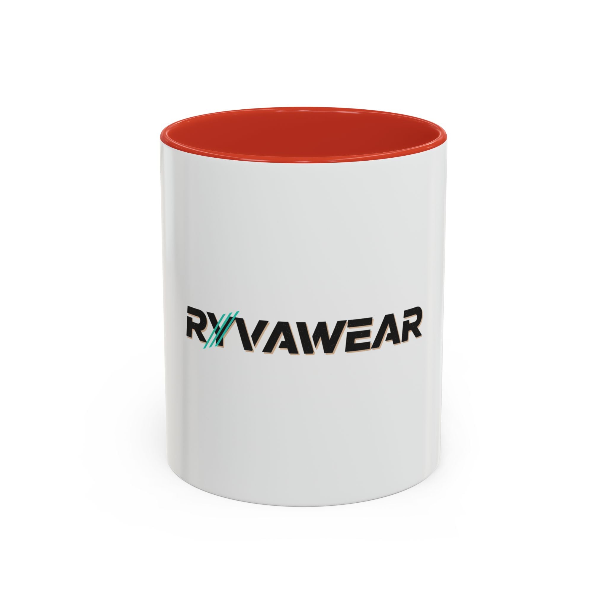 RyvaWear Logo Accent Coffee Mug — Black-Trim Ceramic Coffee Cup (11/15oz)