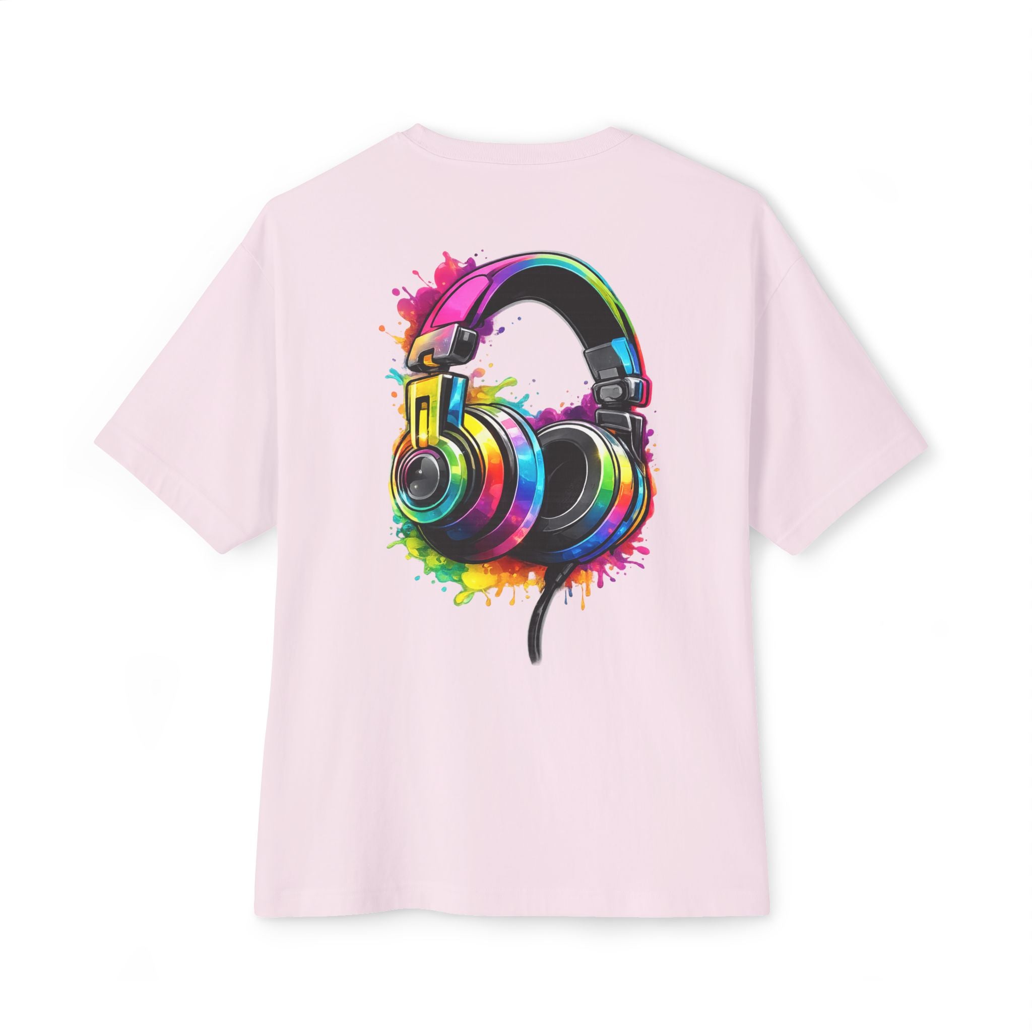 Headphones Graphic Tee - Colorful Splash DJ Music T-Shirt