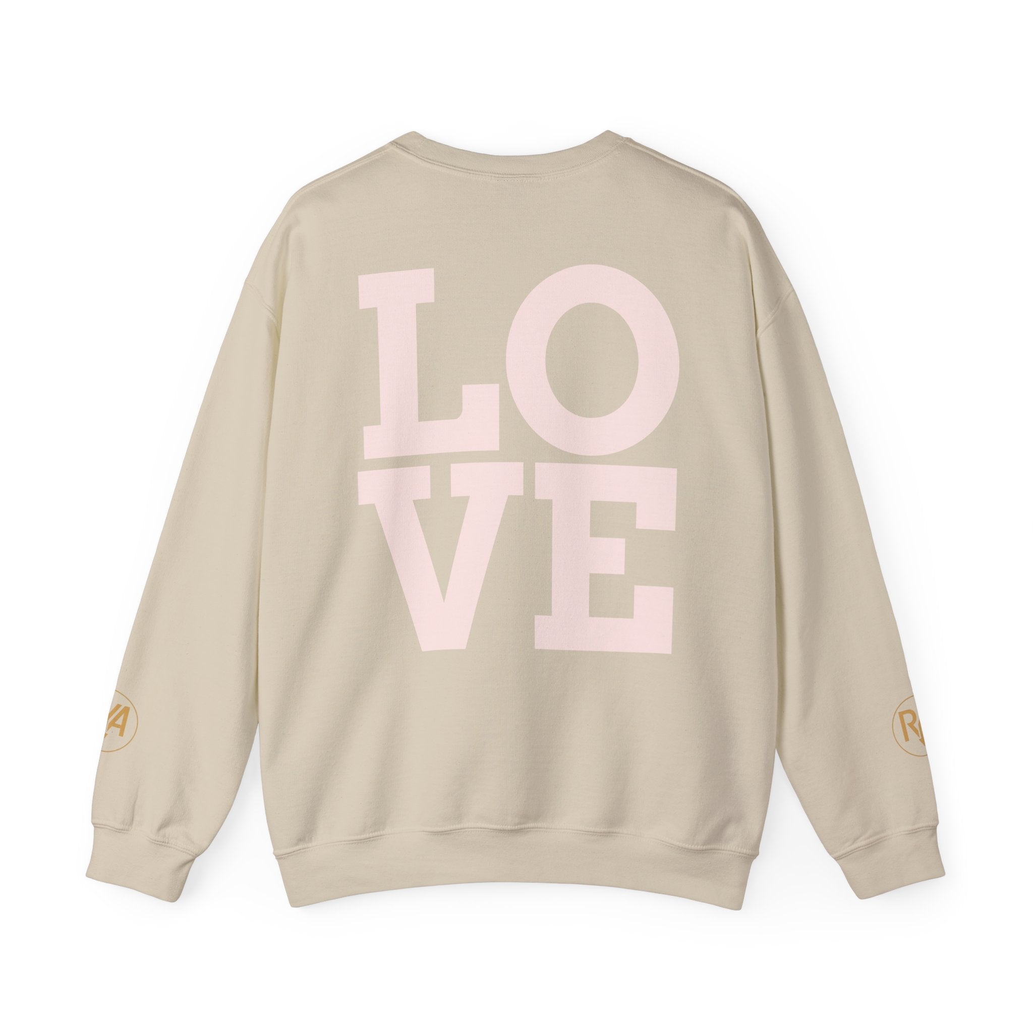 Crewneck Sweatshirt - Pink 'LOVE' Back Print with Minimal Logo