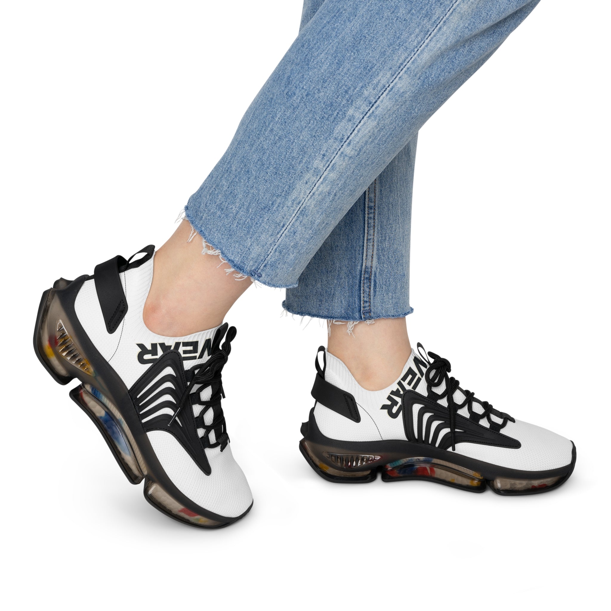 Mesh Sneakers — Women’s Lightweight Breathable Athletic Shoes with 'NEVER' Heel Tab
