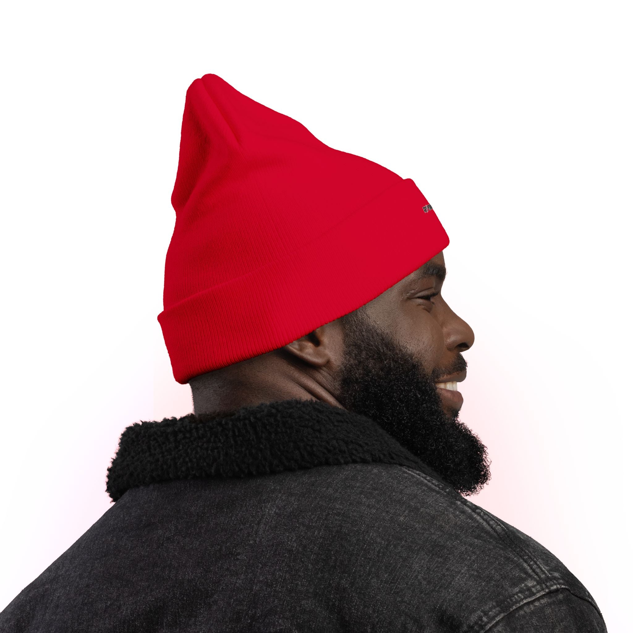 Embroidered Knit Beanie — Minimal 'RYVAWEAR' Cuff Hat