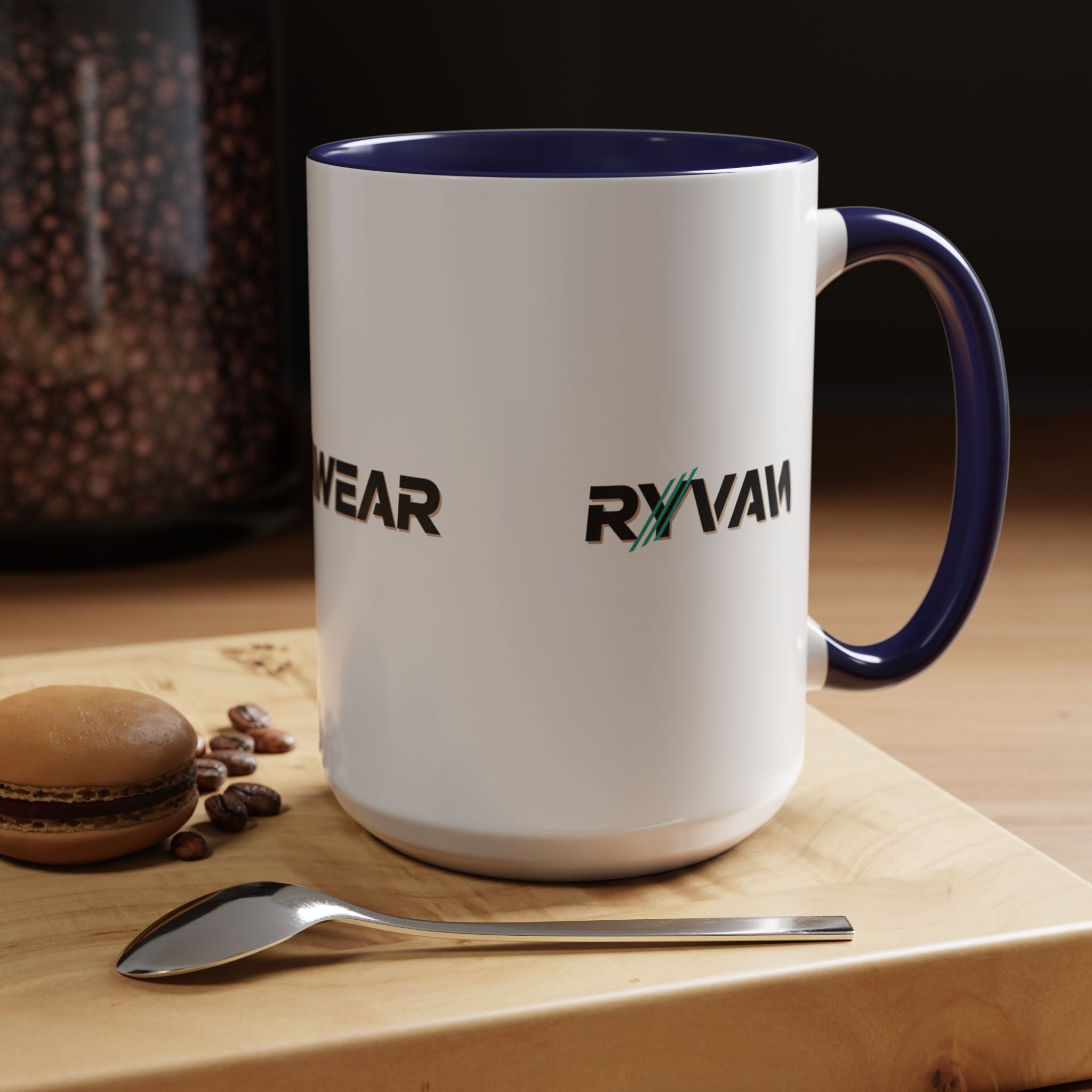 RyvaWear Logo Accent Coffee Mug — Black-Trim Ceramic Coffee Cup (11/15oz)