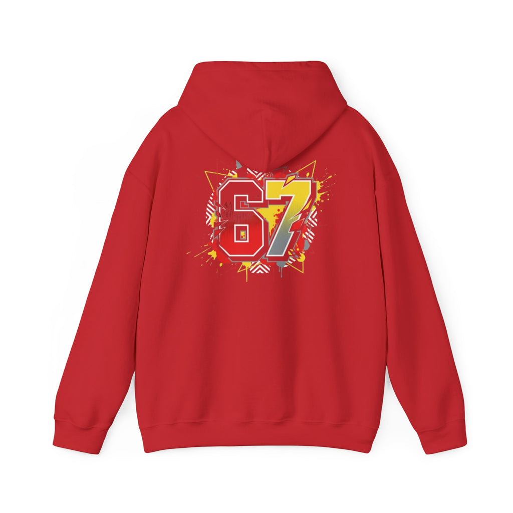 67 Sports Number Graphic Hoodie — Retro Streetwear Pullover