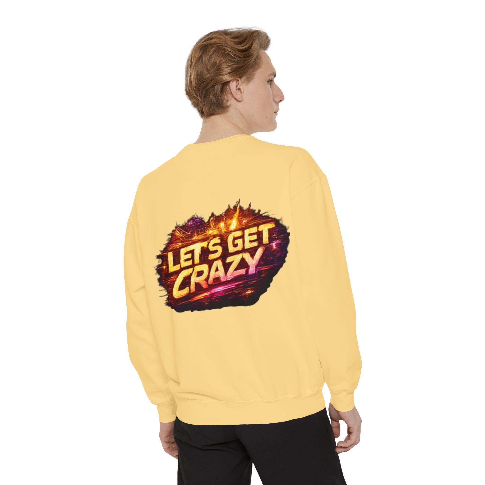Let's Get Crazy Sweatshirt — Retro Flame Graphic Crewneck