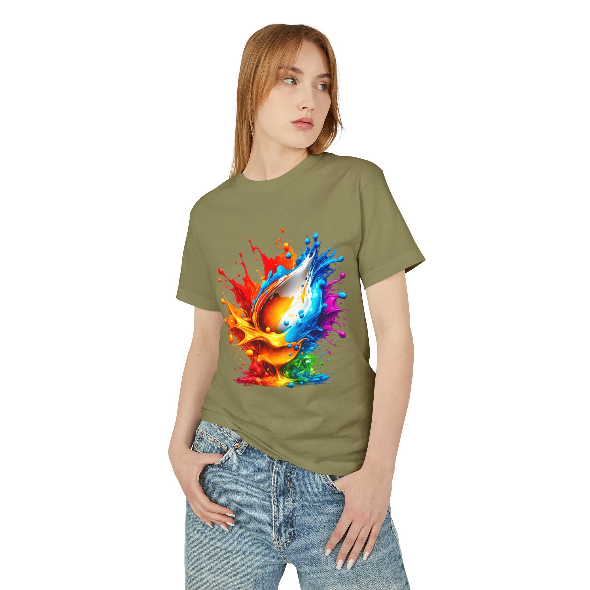 Color Splash Dove T-Shirt — Vibrant Rainbow Paint Splash Tee