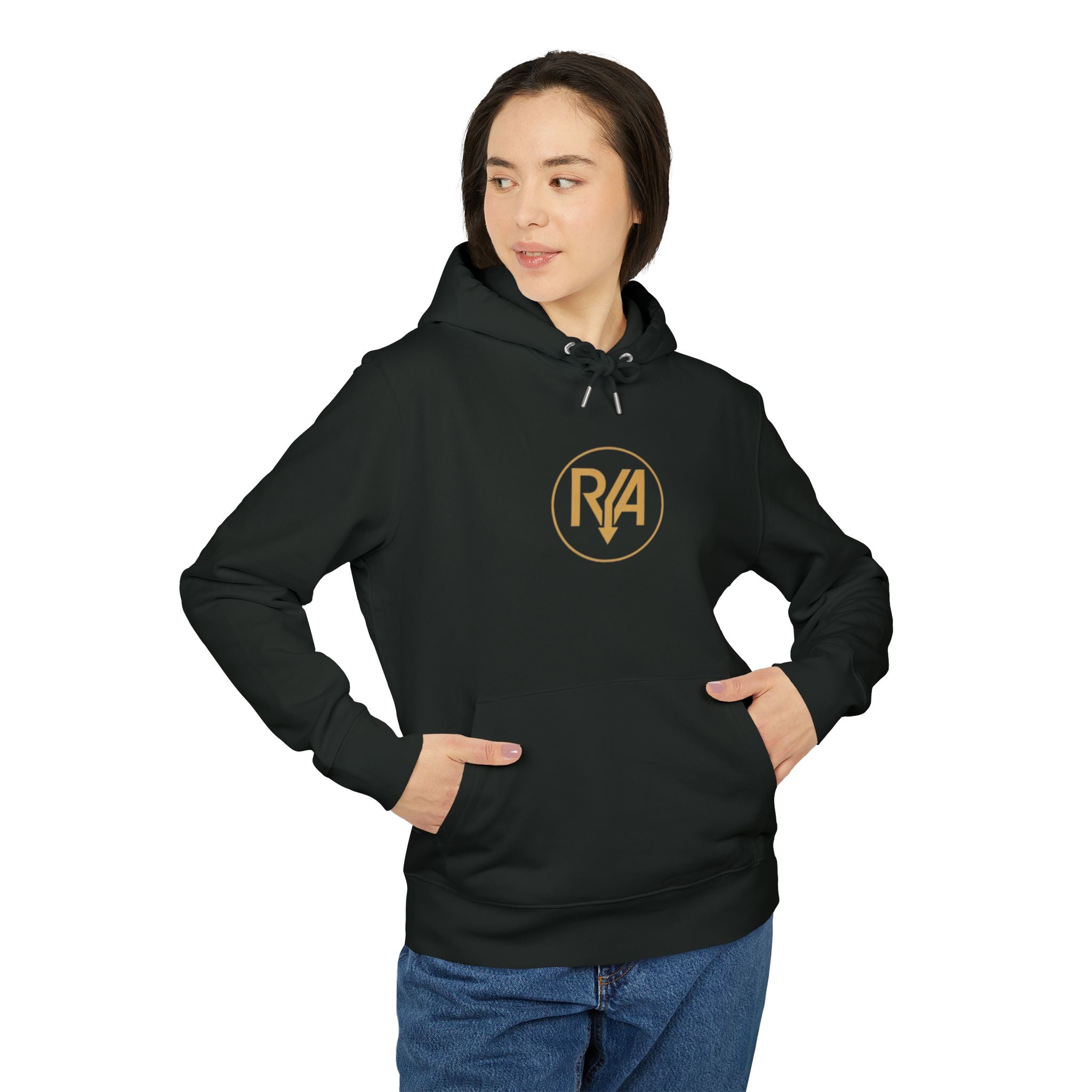 Minimal Gold Logo Hoodie — R4 Circle Emblem