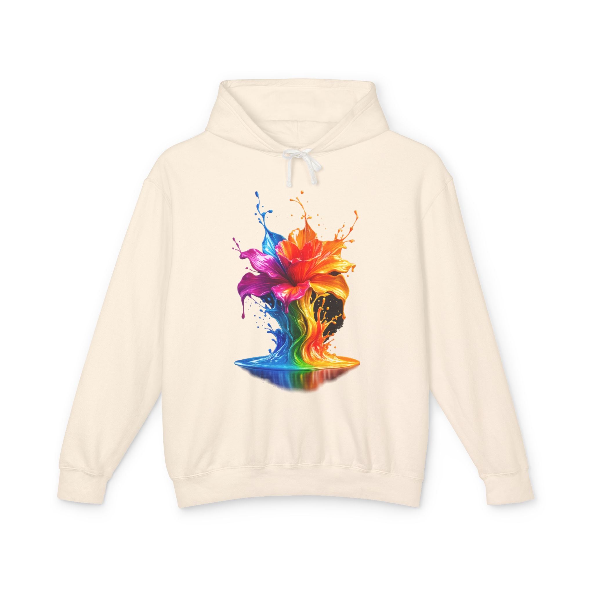 Color Splash Flower Hoodie — Rainbow Paint Floral Art Pullover