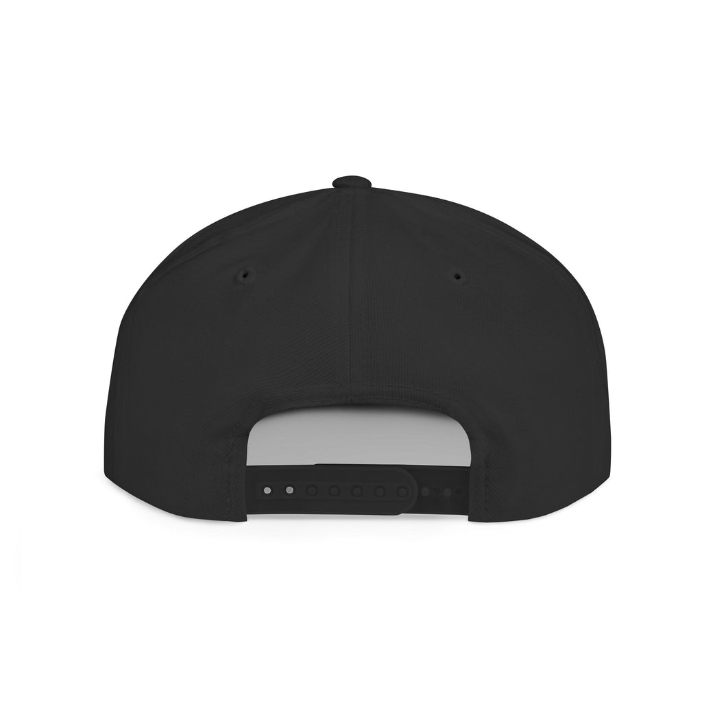 White Flat Bill Snapback Hat with Minimal Text Patch - 'RYVANTAR'
