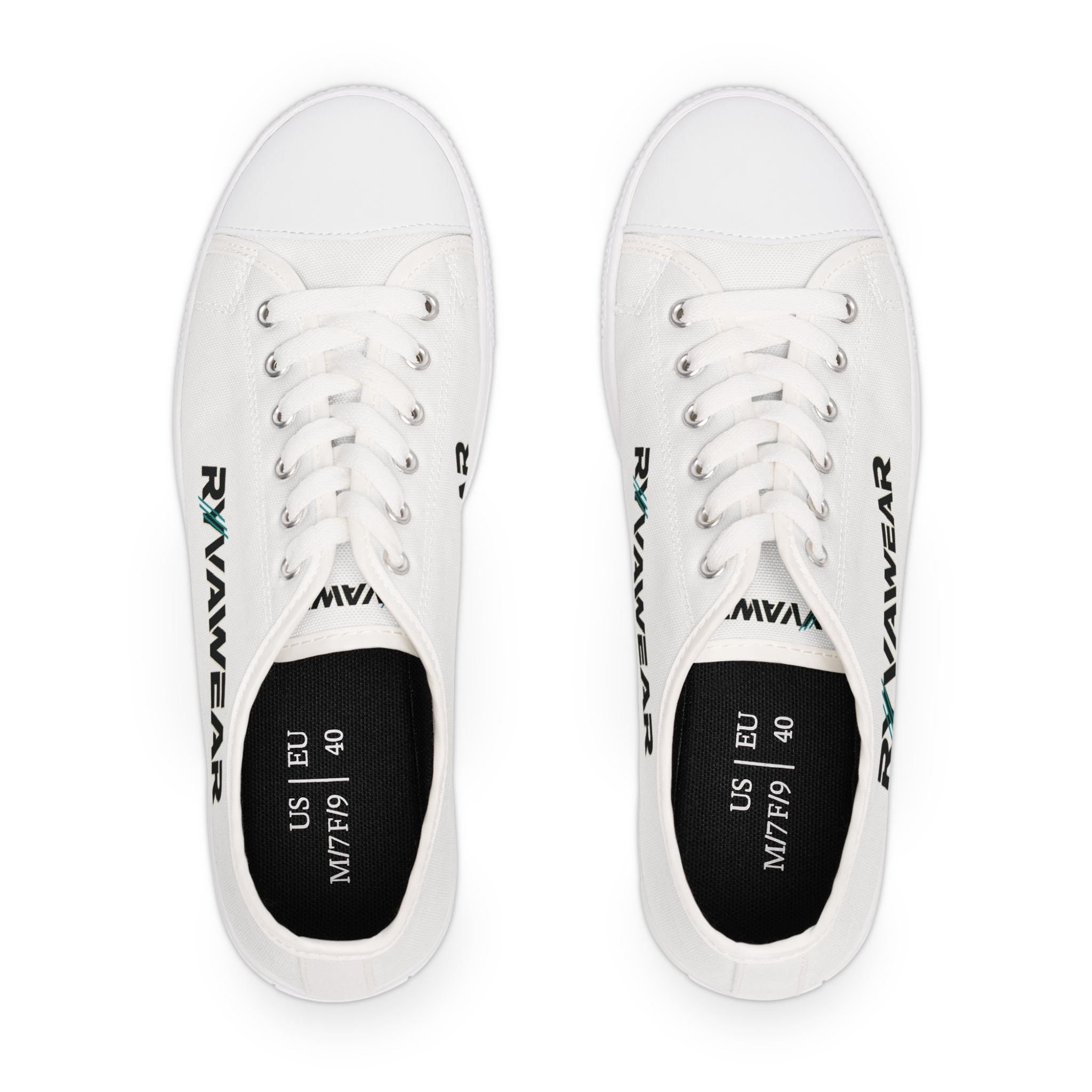 Low Top Sneakers — White 'RYV AWEAR' Side Logo Casual Shoes