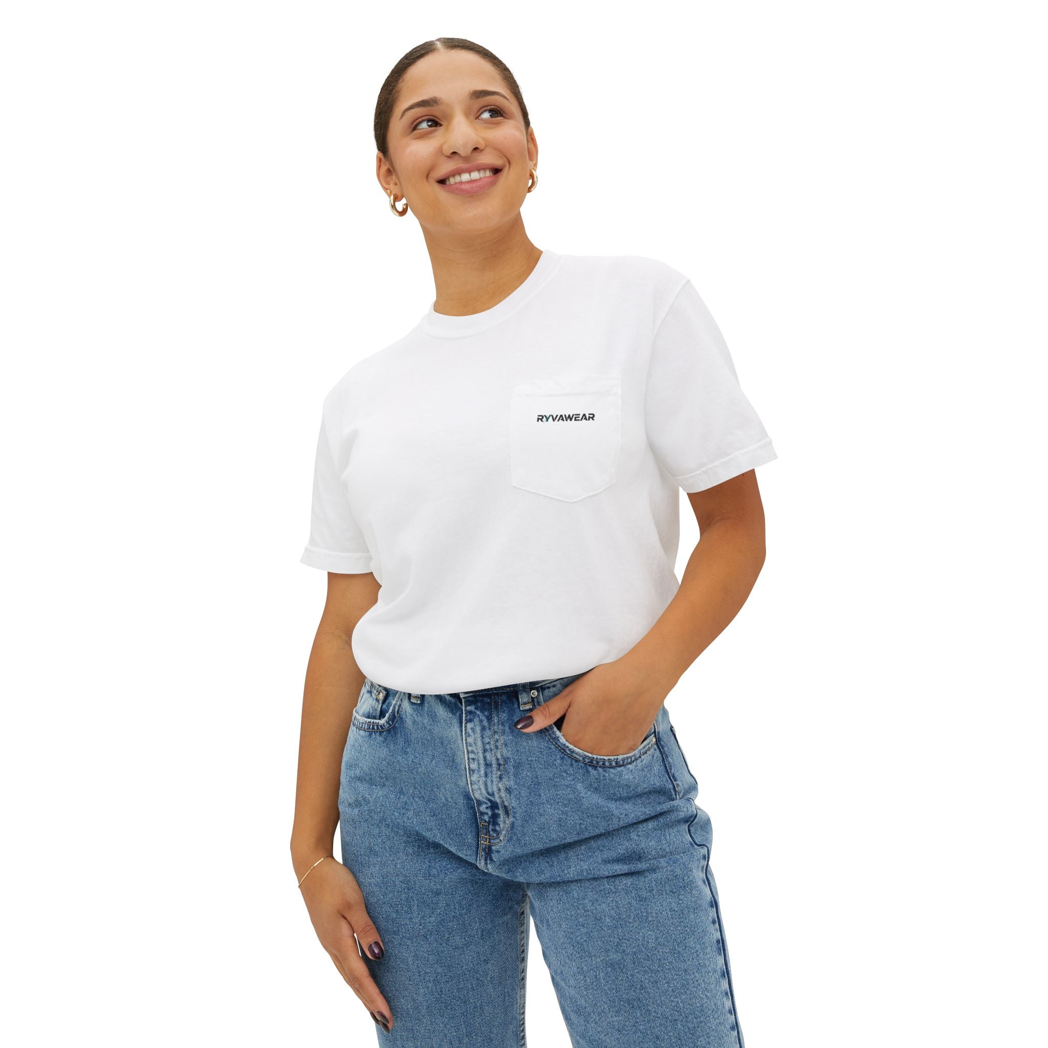 Minimal Pocket T‑Shirt — Subtle Text Chest Pocket Tee